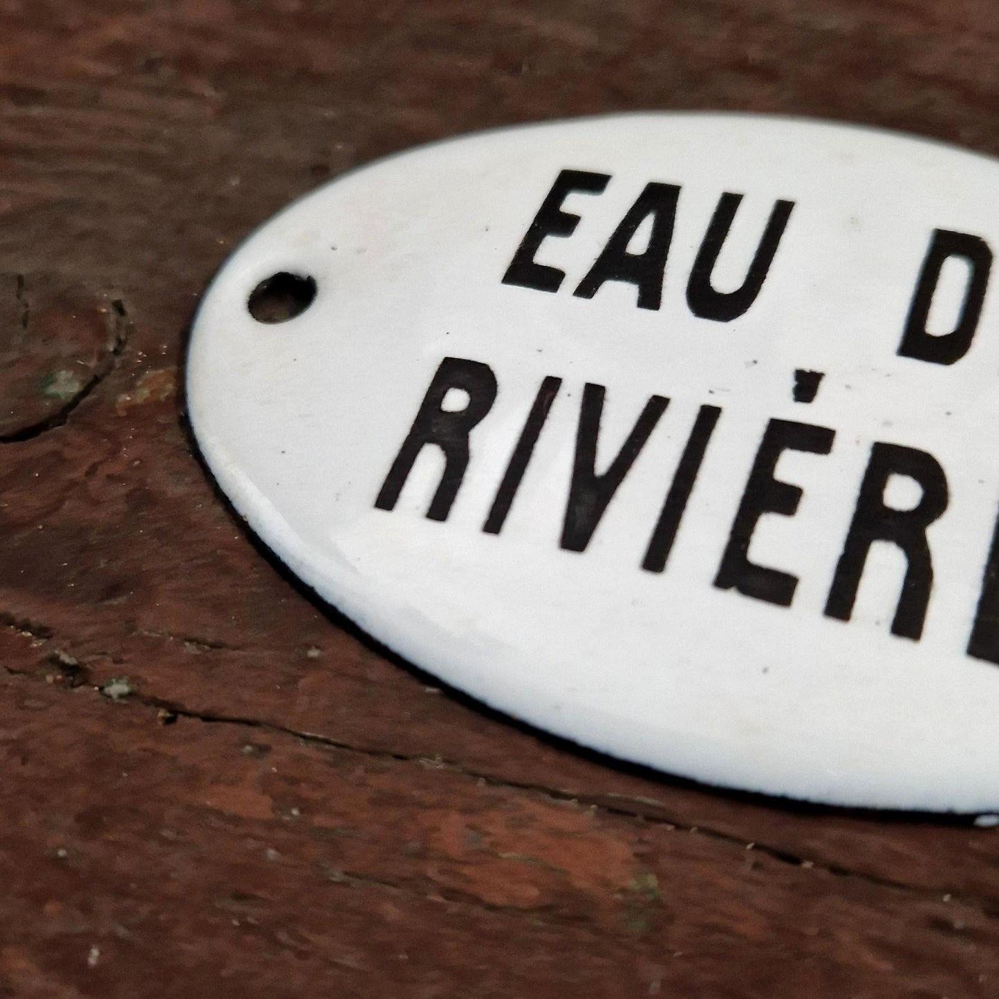 Plaque émaillée ovale « Eau de rivière»