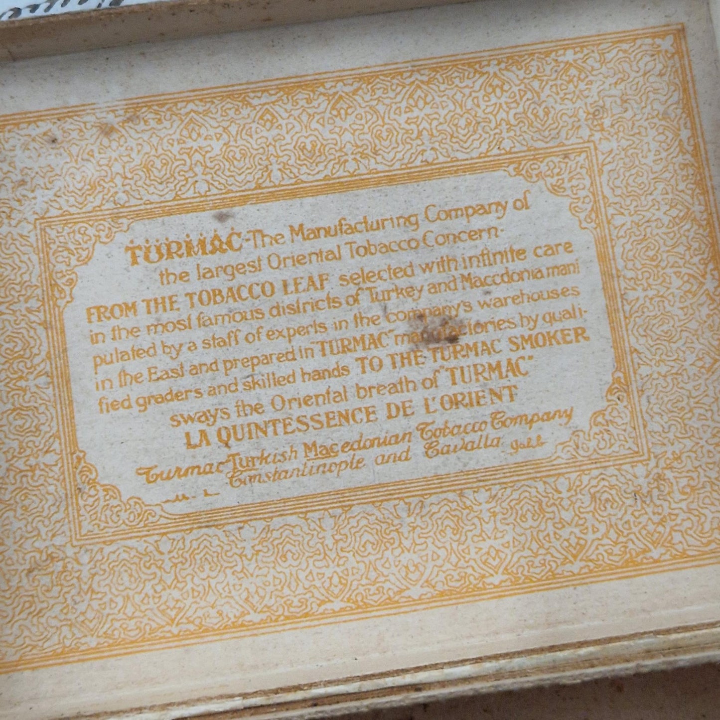 Vintage "Turmac Orange" cigarette box