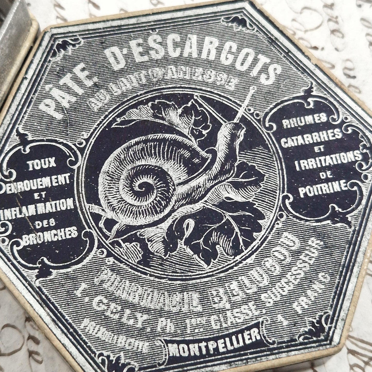 Rare "Snail Paste" tin, Montpellier, Circa 1900