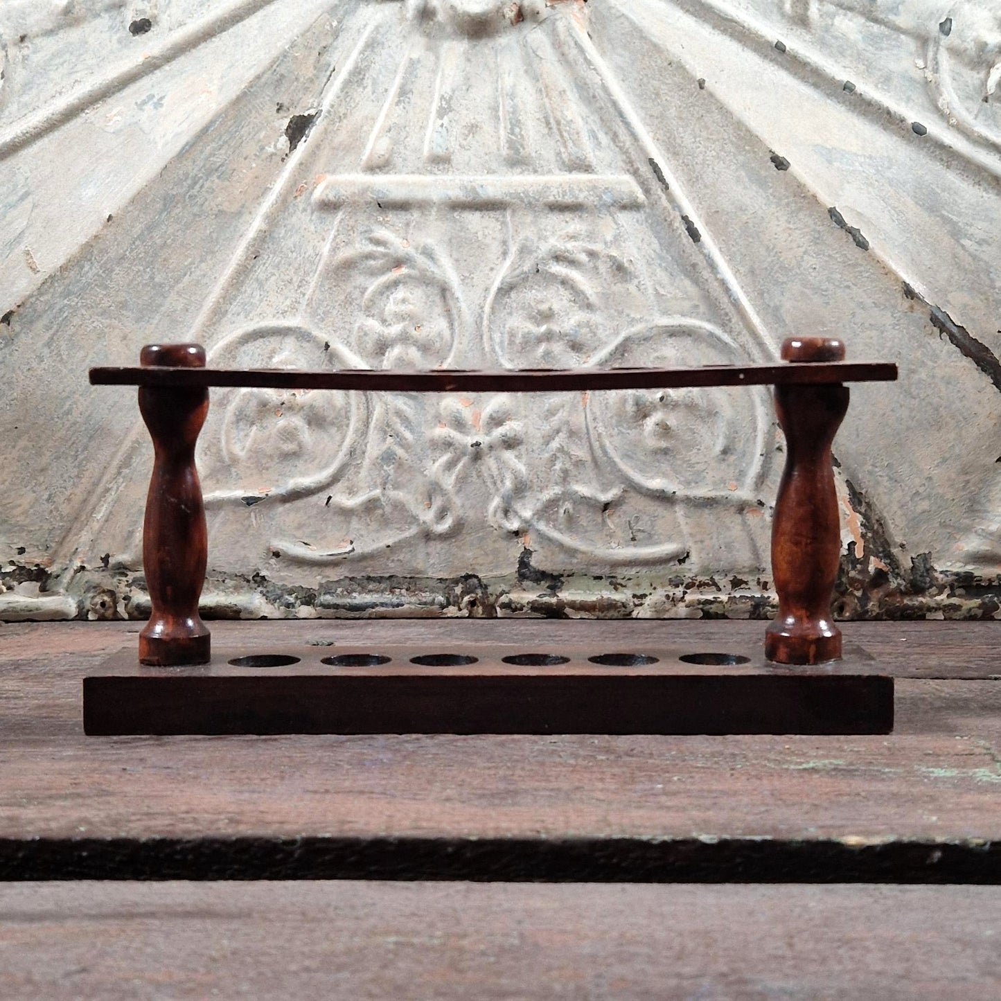 Wooden laboratory test tube rack, early 20th century