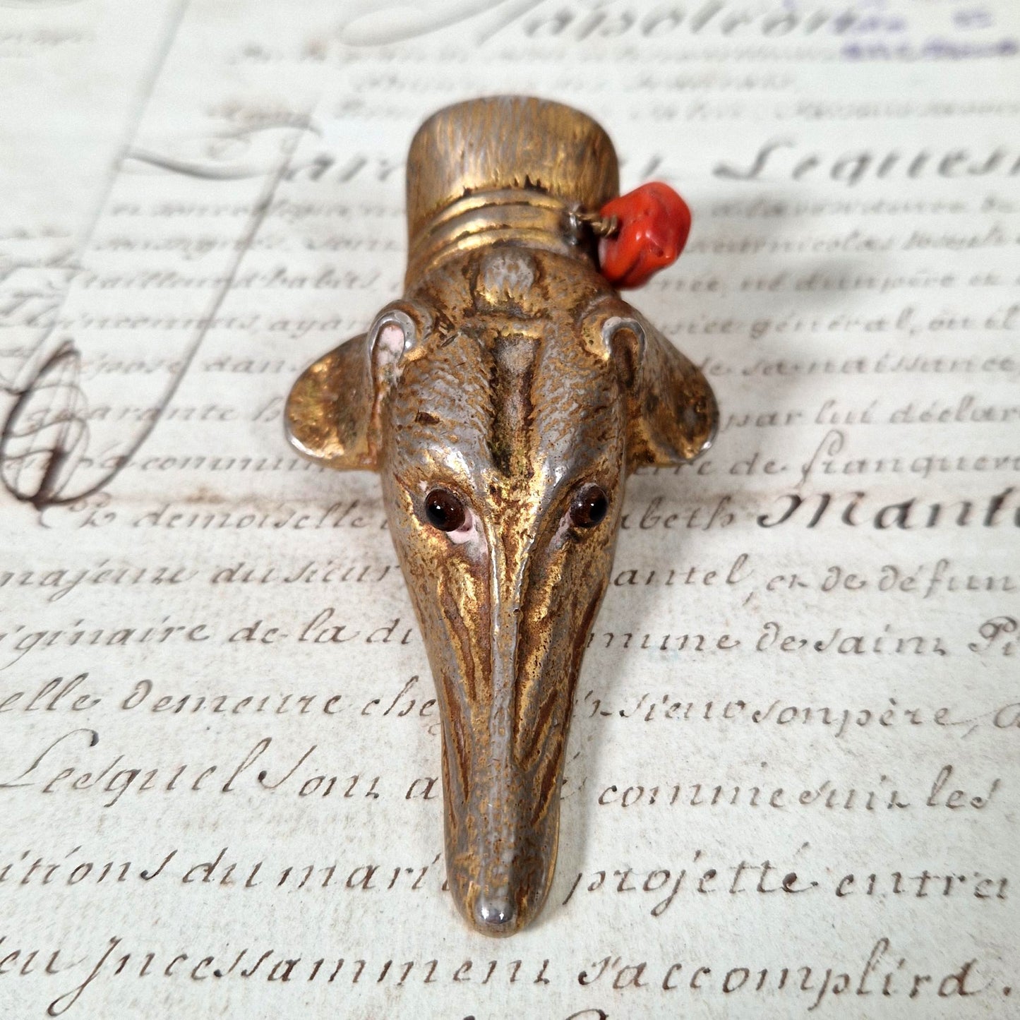Antique mail clip "Dog - greyhound head"