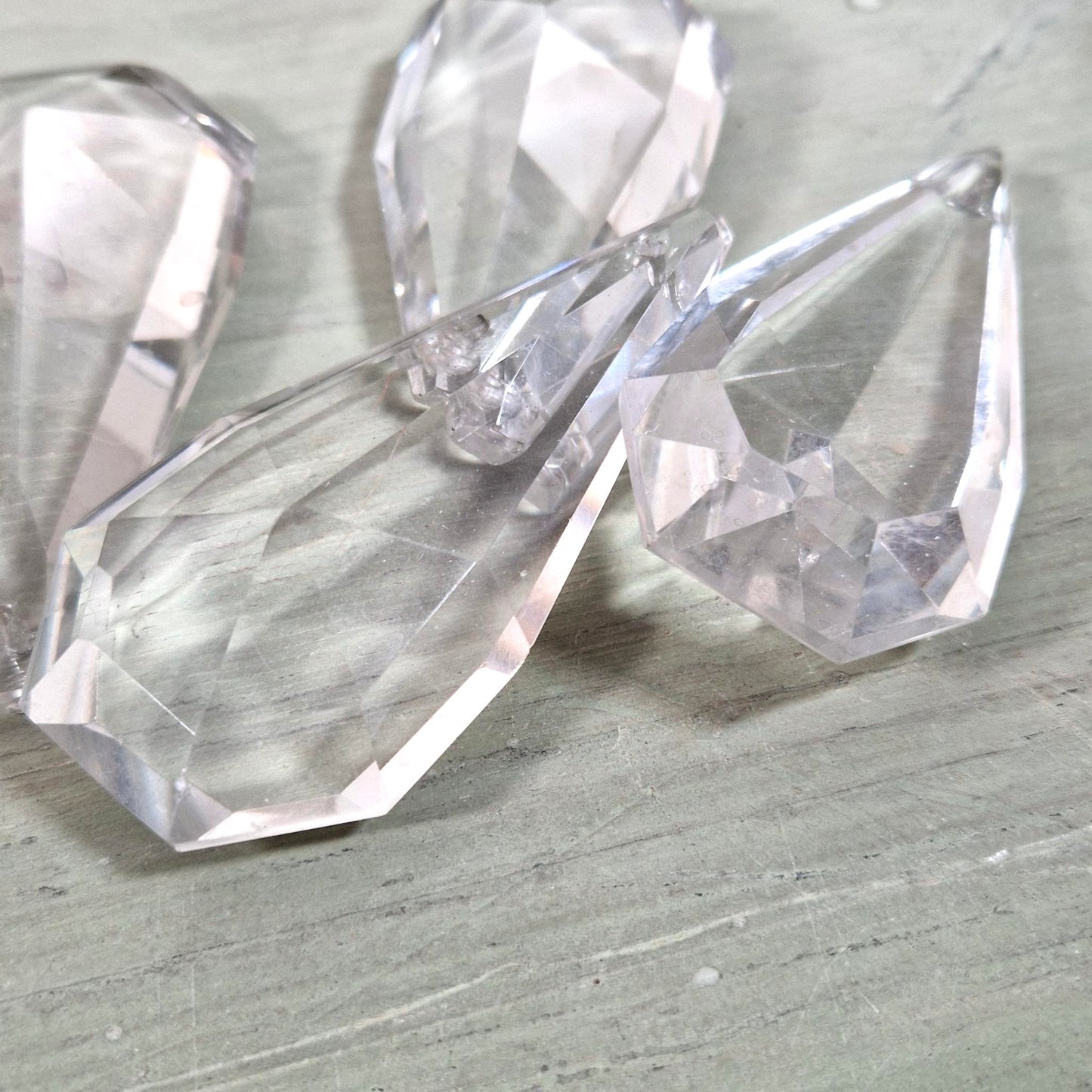 Set of 6 antique cut glass chandelier pendants