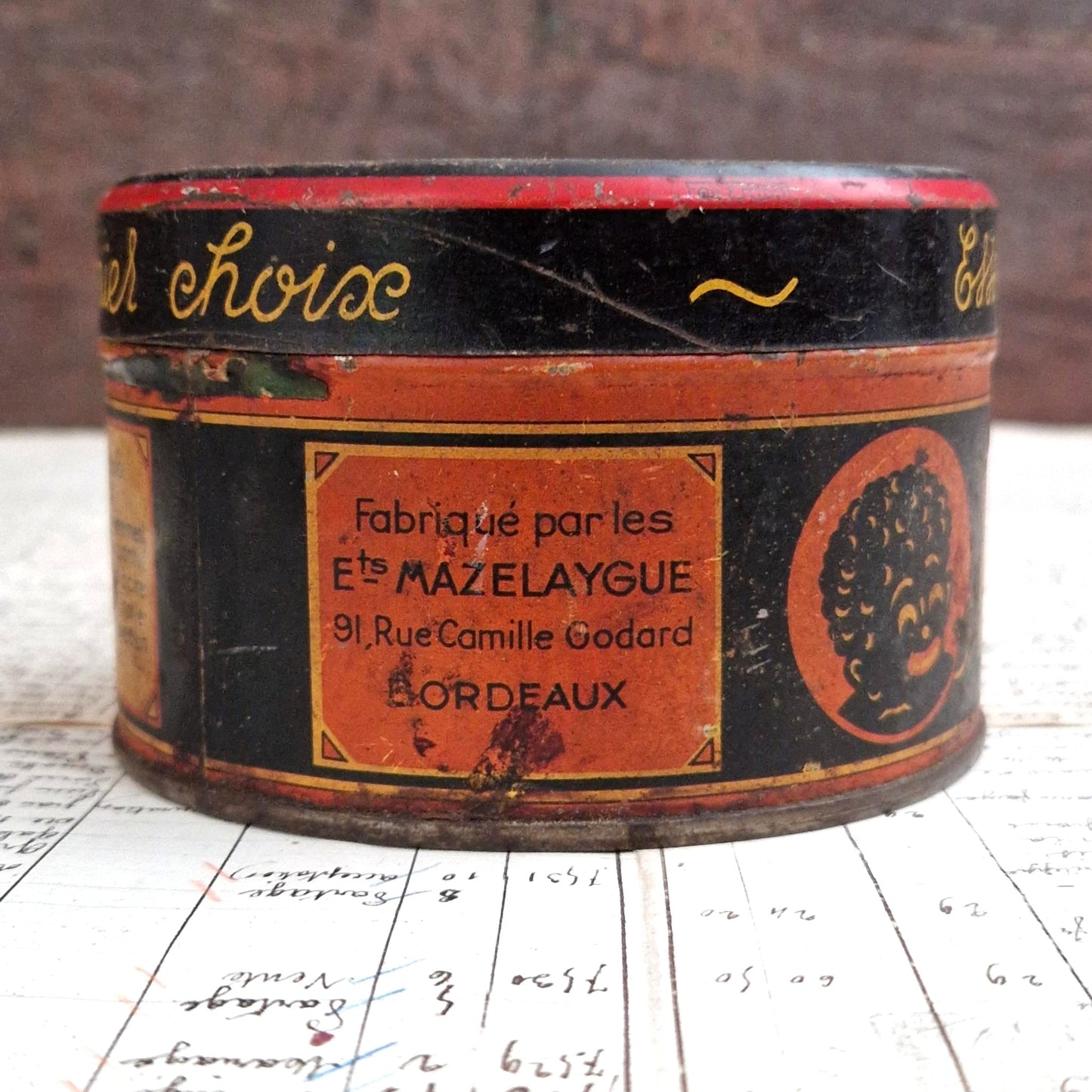 Antique lithographed tin box "Ebony"
