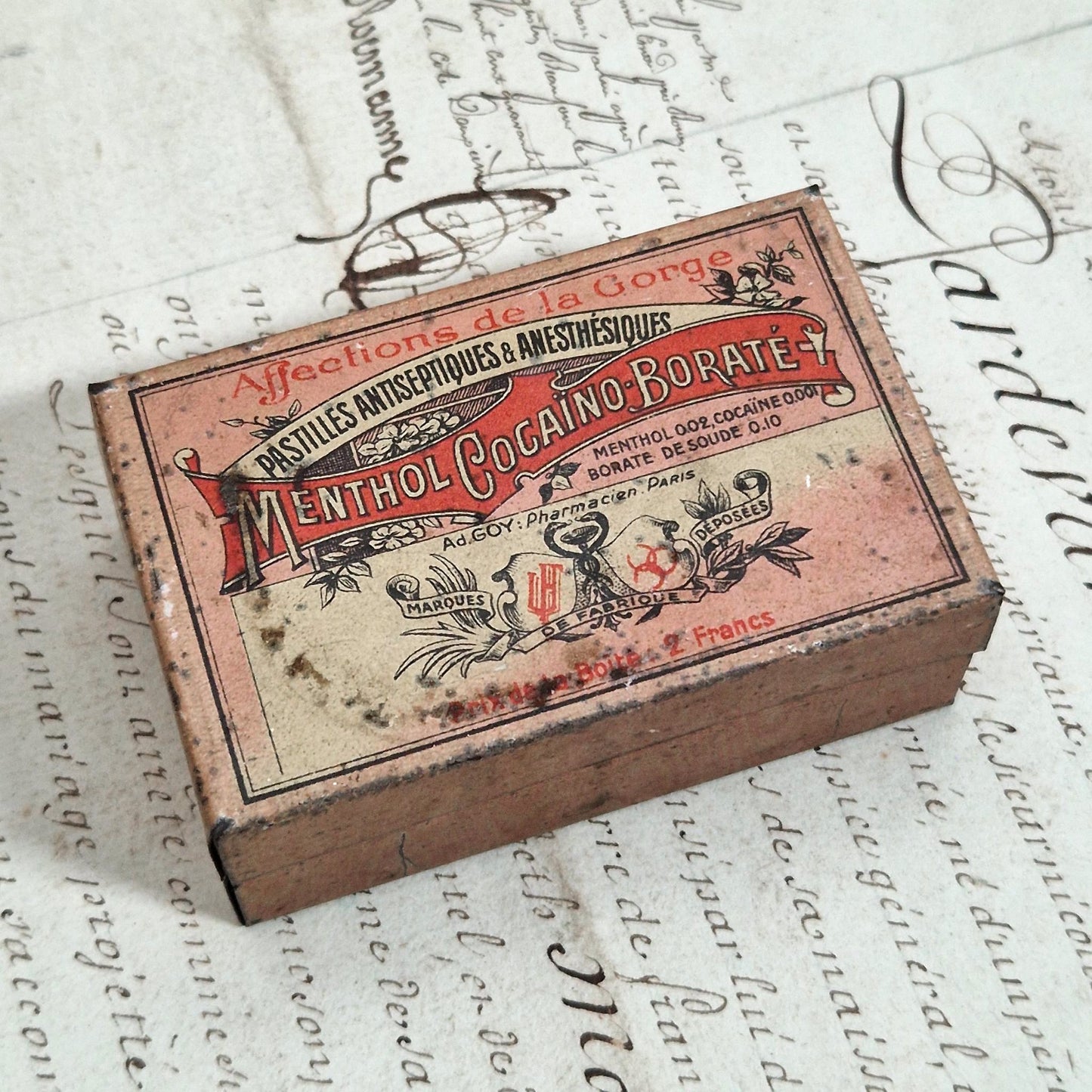 Boite pharmaceutique de pastilles à la cocaine - Début XXe