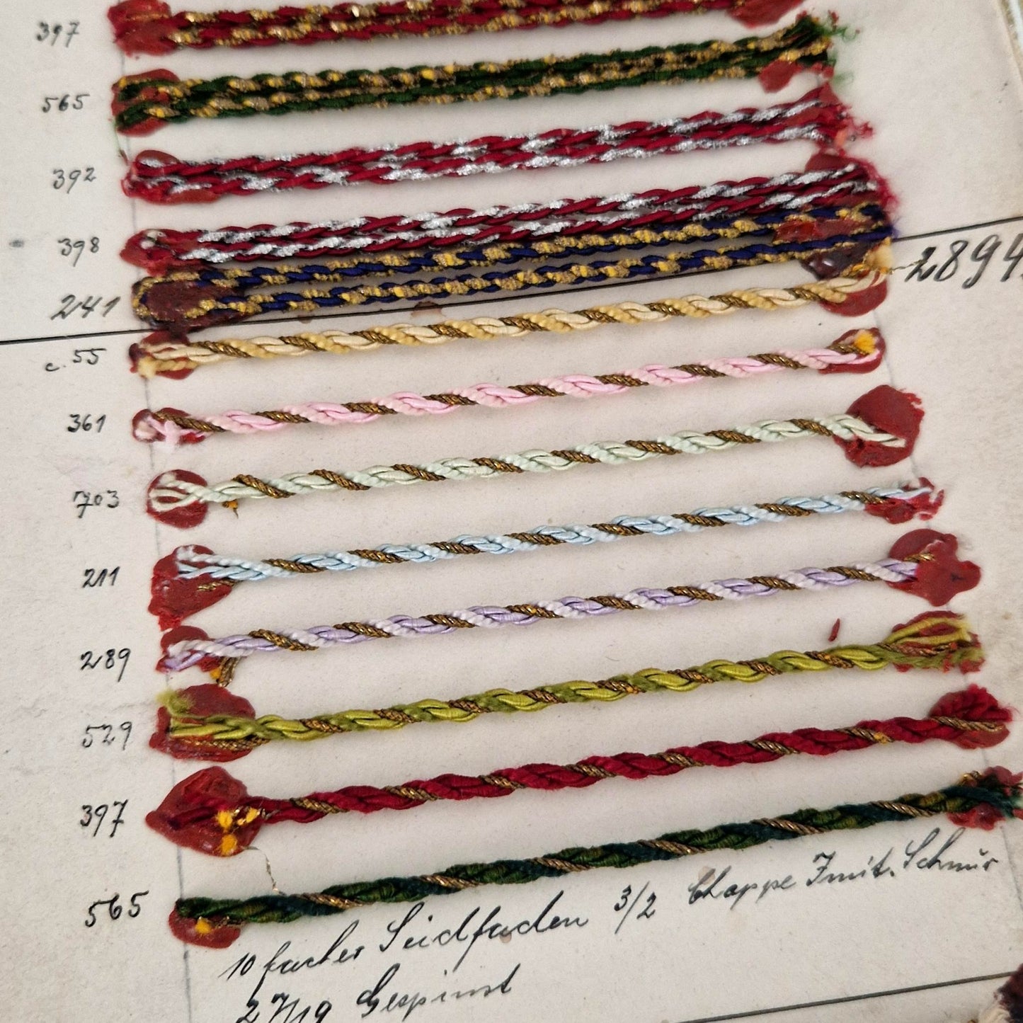 Planche échantillons de passementerie - XIXe