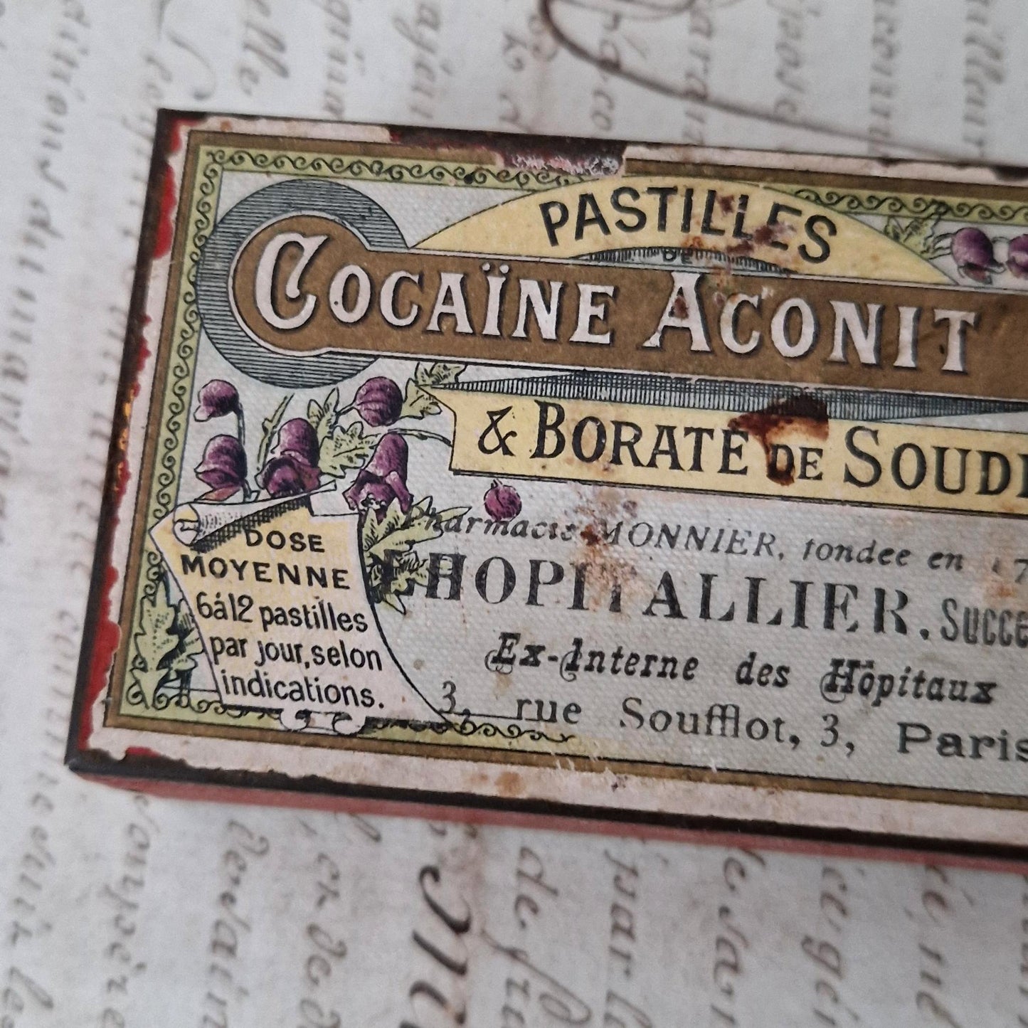 Old Aconite Cocaine Lozenges Box, Circa 1900