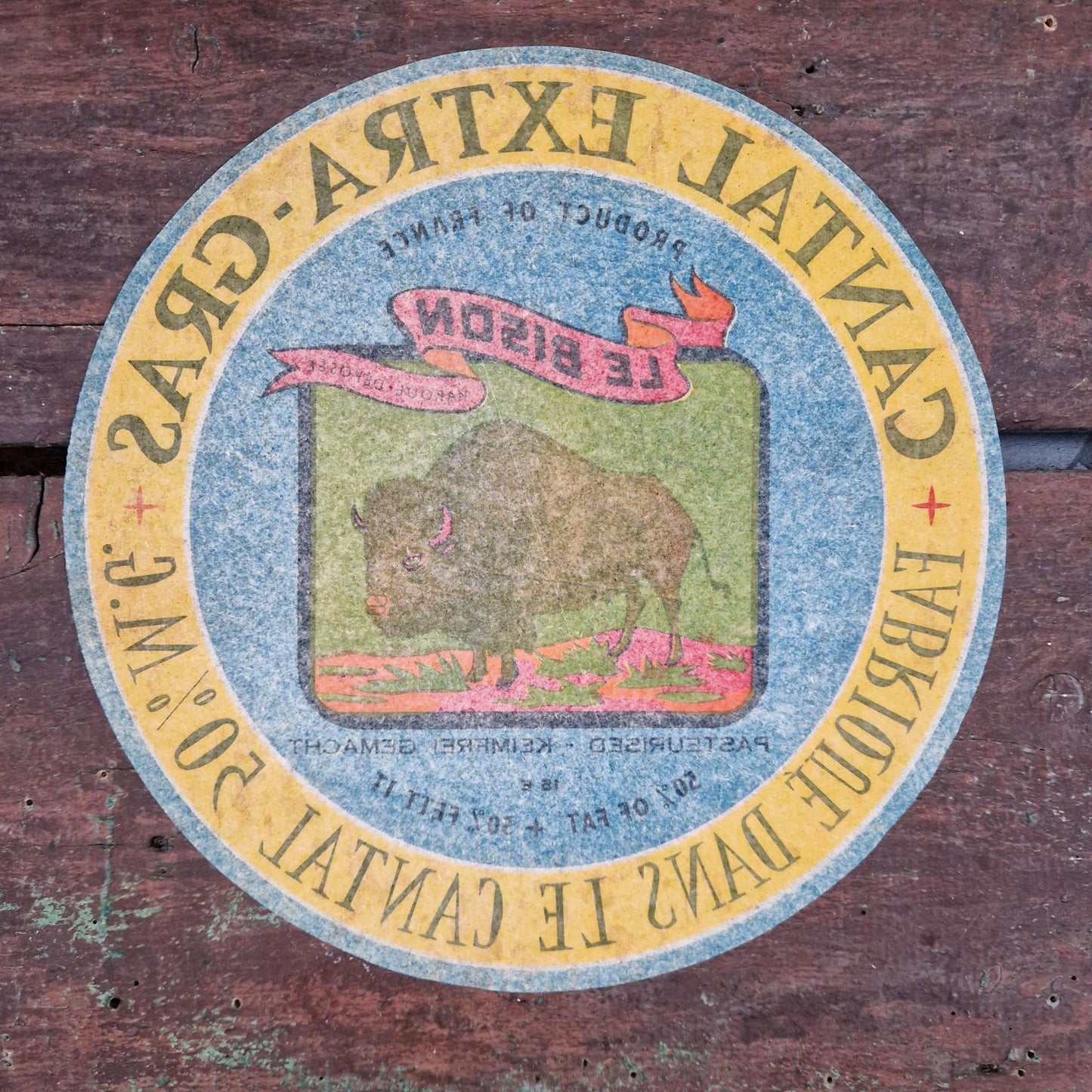 Étiquette fromagère ancienne XXL « Le Bison »