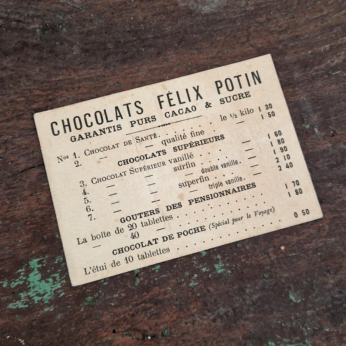 Carte publicitaire ancienne « Chocolat Félix Potin »