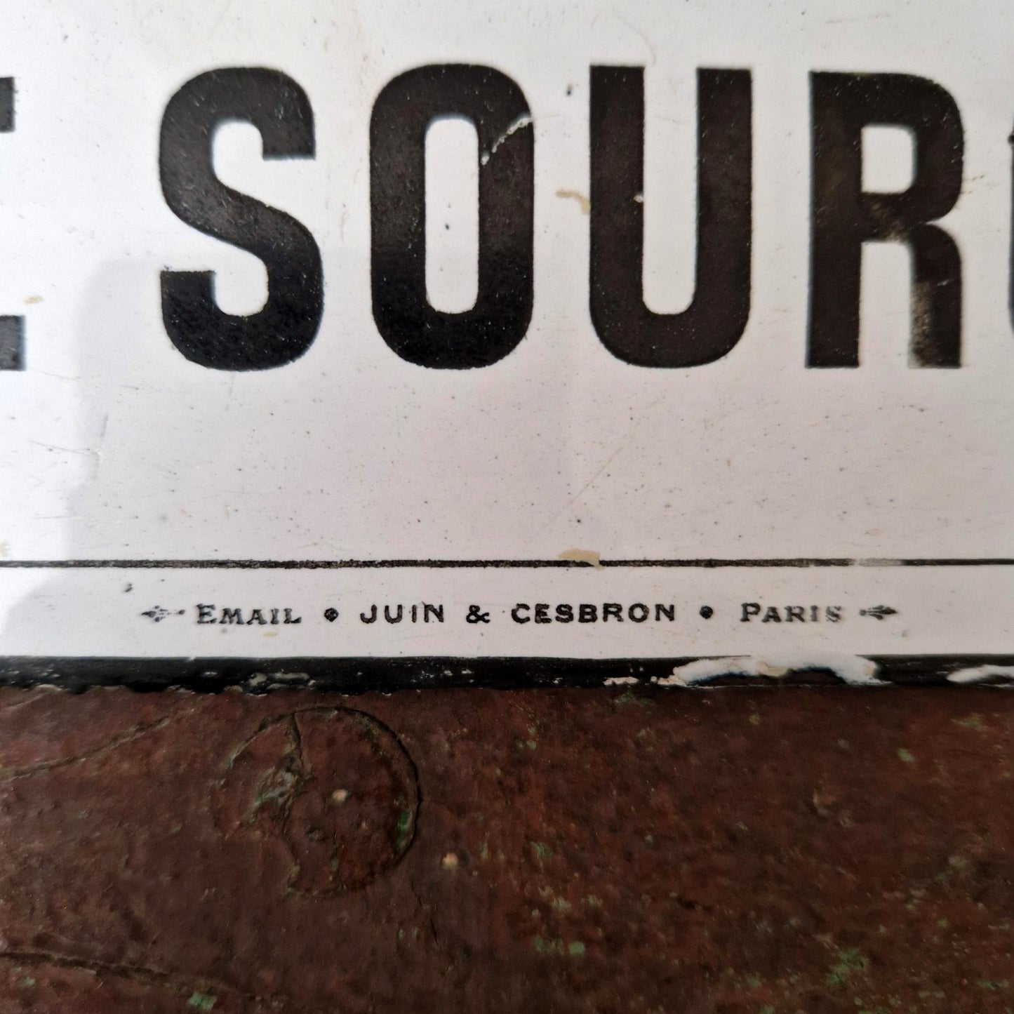Enamelled sign "Spring Water" - Juin & Cesbron Paris