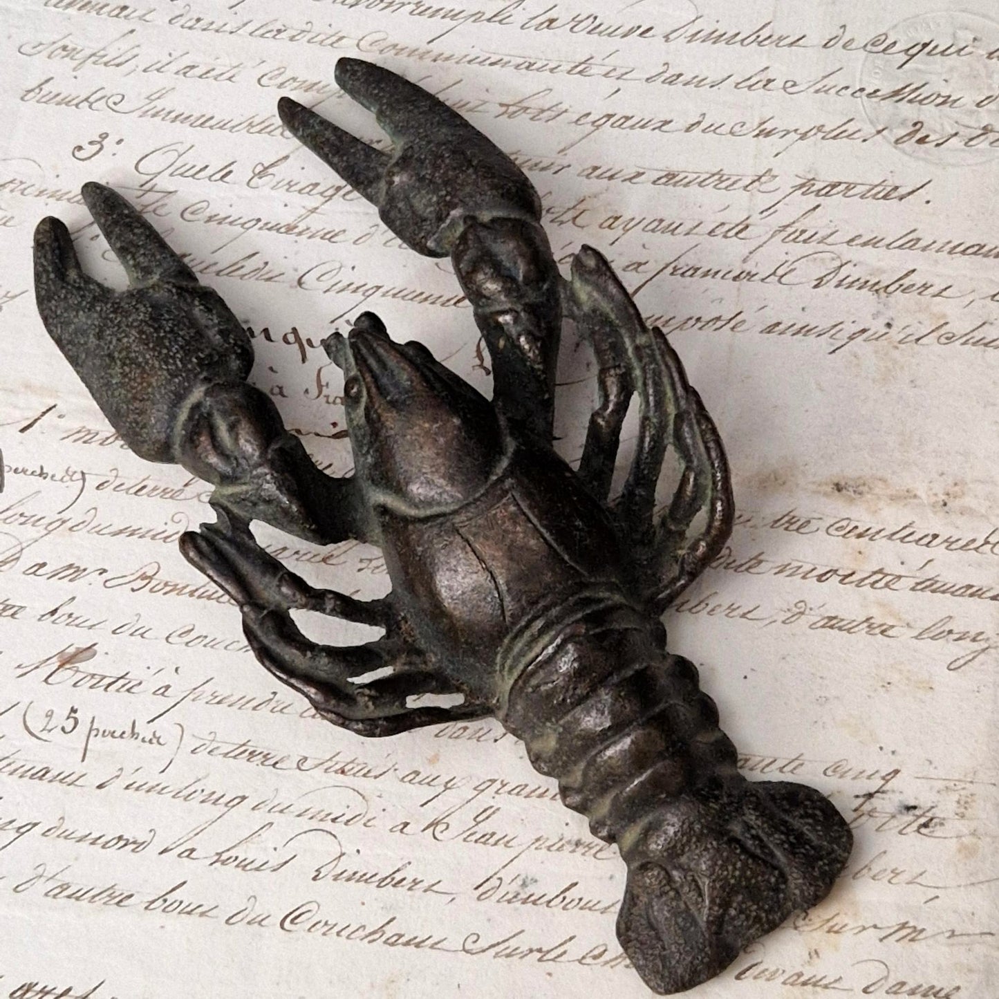 Antique patinated bronze Crayfish