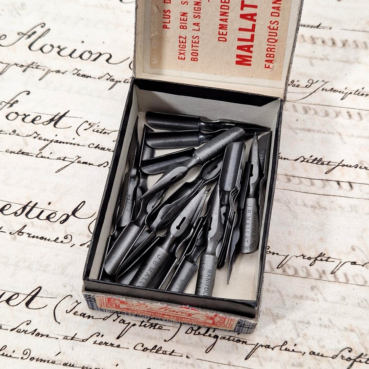 Box of "J.B. Mallat - No. 110 Fine Nibs"