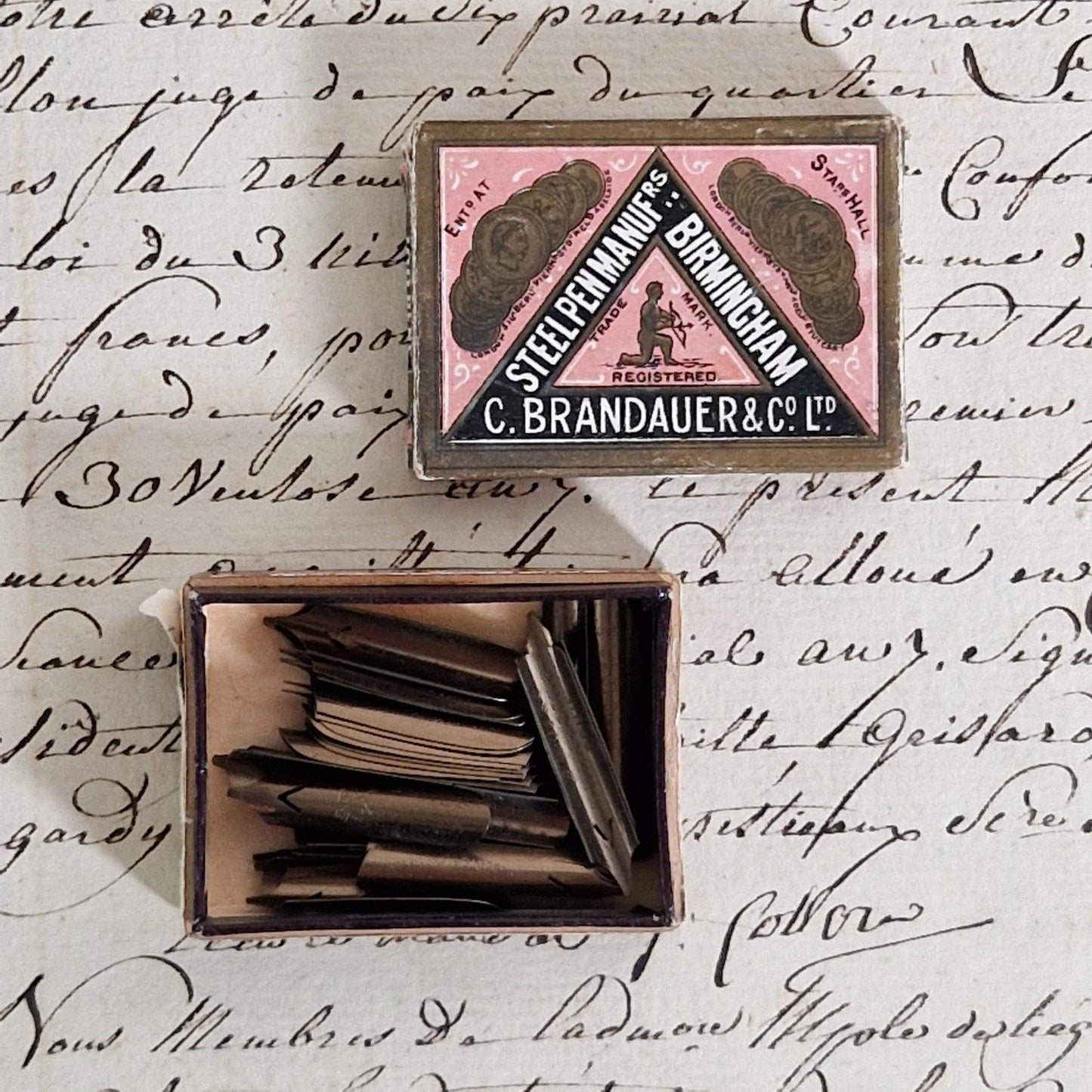 Box of "Brandauer - Steel Pen Birmingham" nibs