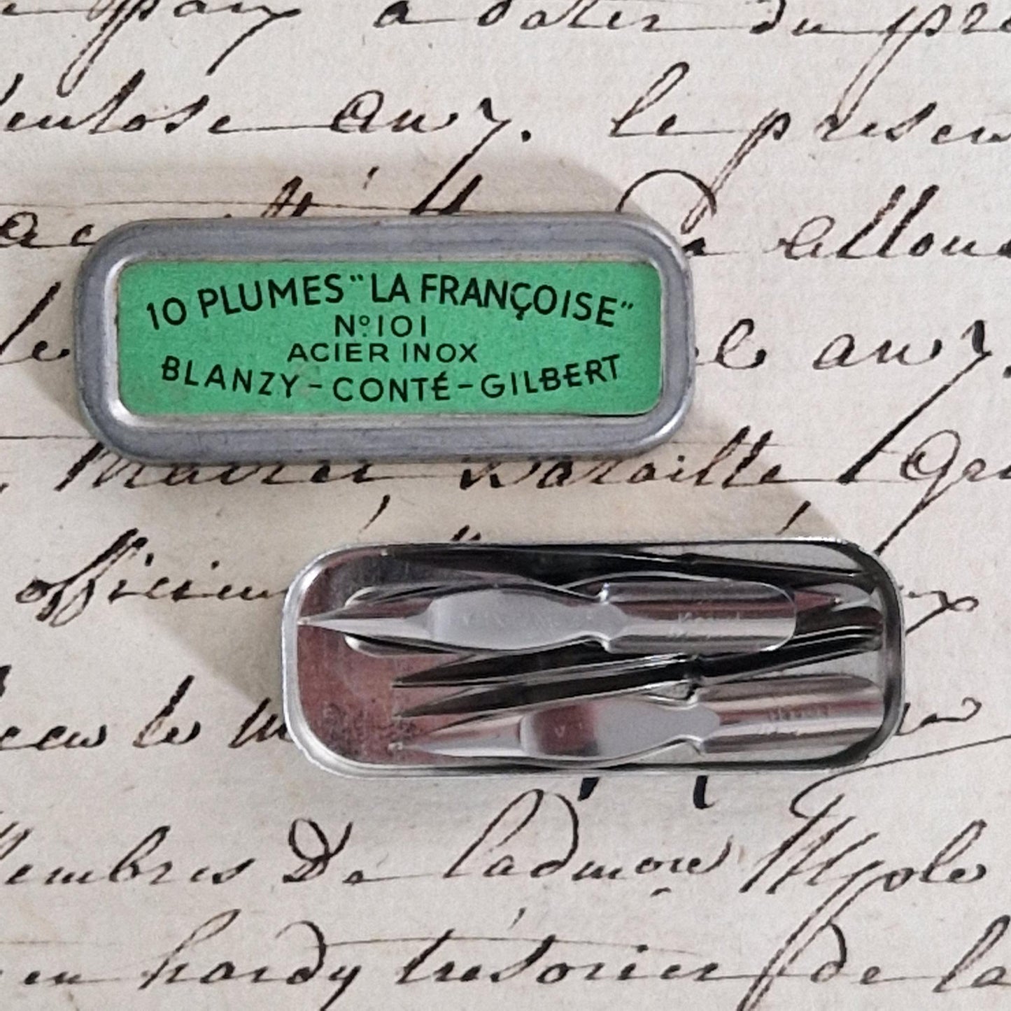 Small box of 10 "La Française n°101" nibs, Blanzy