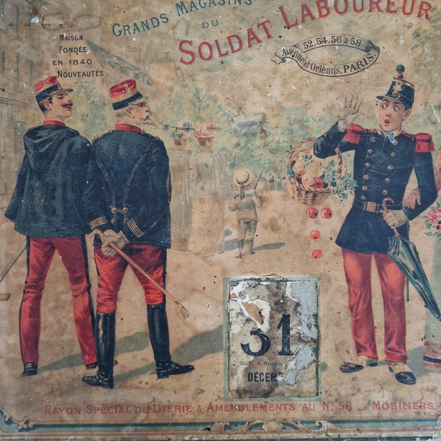 Carton « Grands Magasins du Soldat Laboureur - Paris », XIXe
