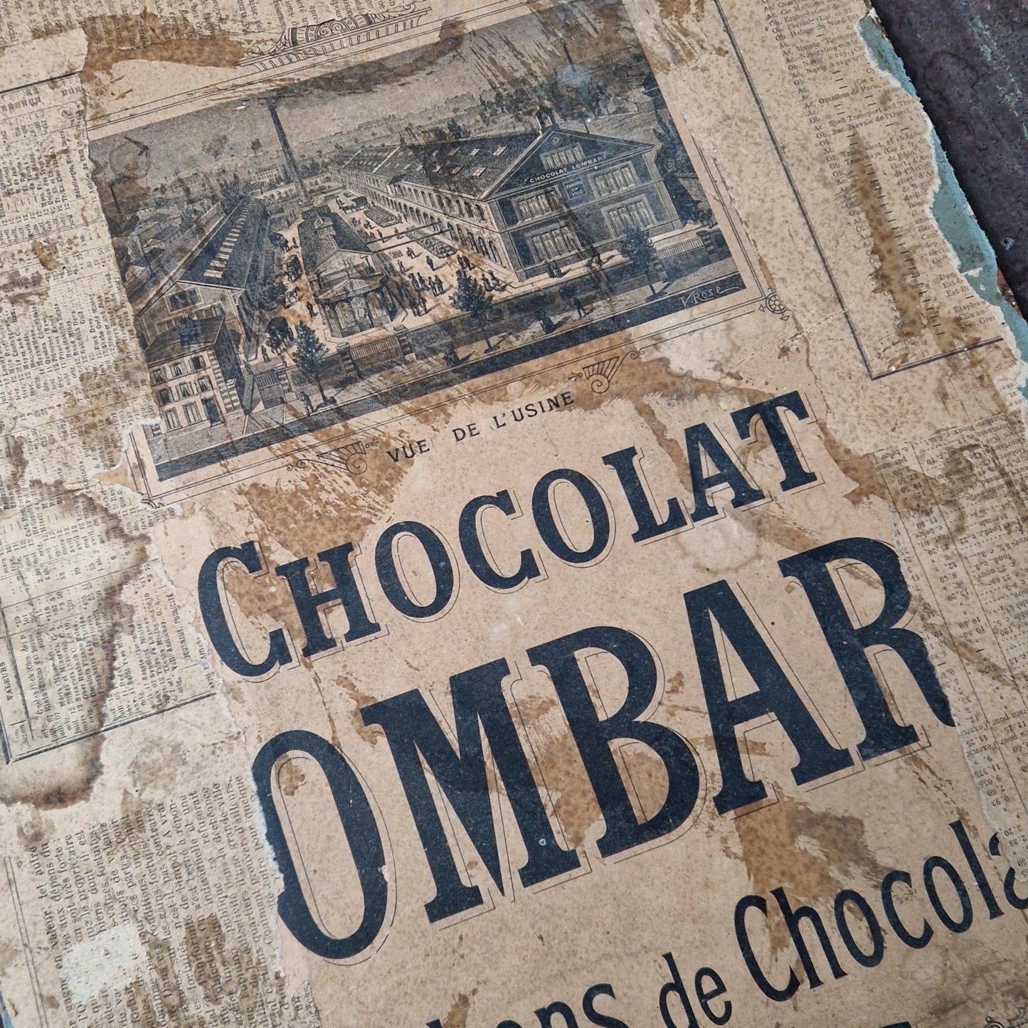 Rare carton publicitaire « Chocolat Lombart », Vers 1900