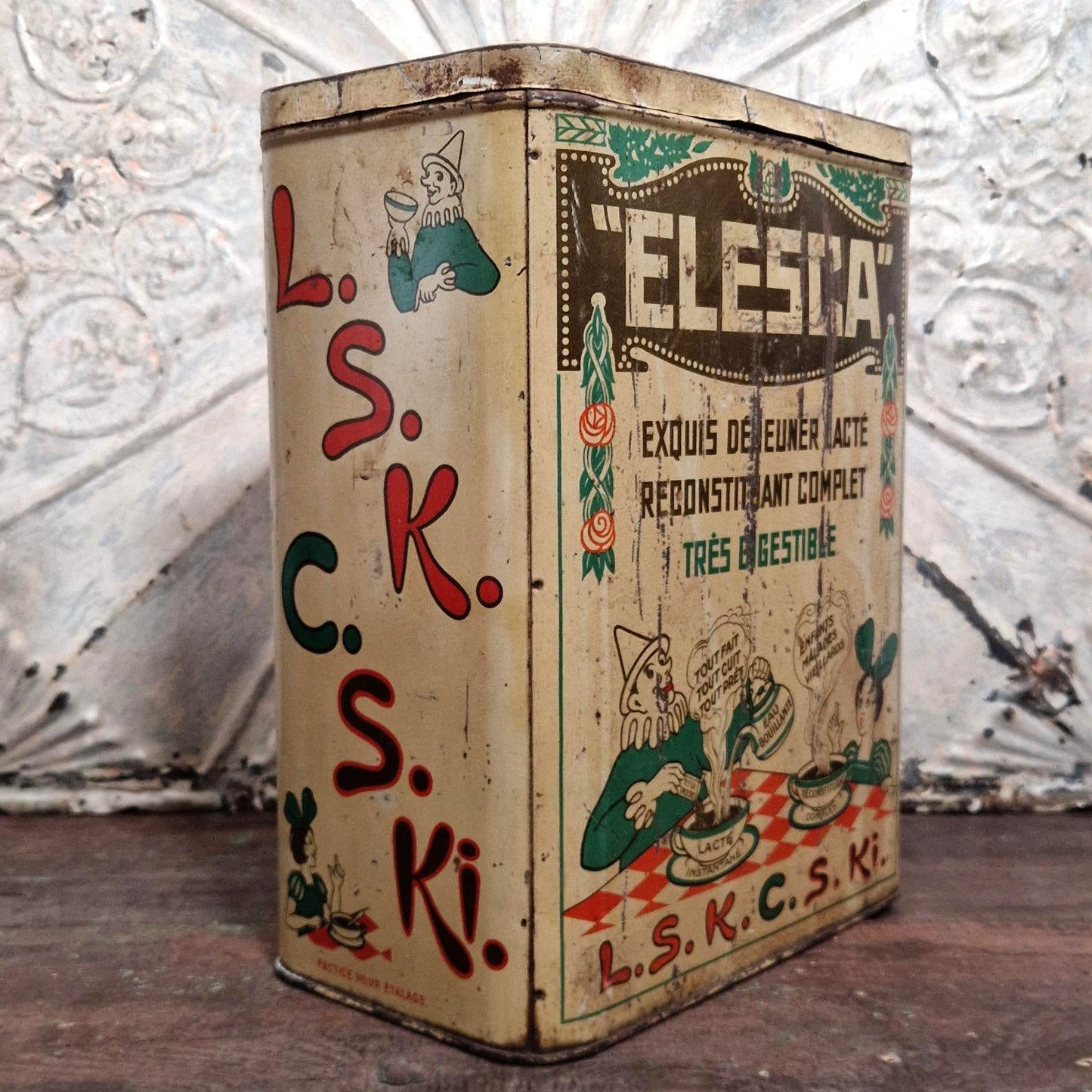 Grande boîte d'étalage d'épicerie « Elesca » - Vers 1920