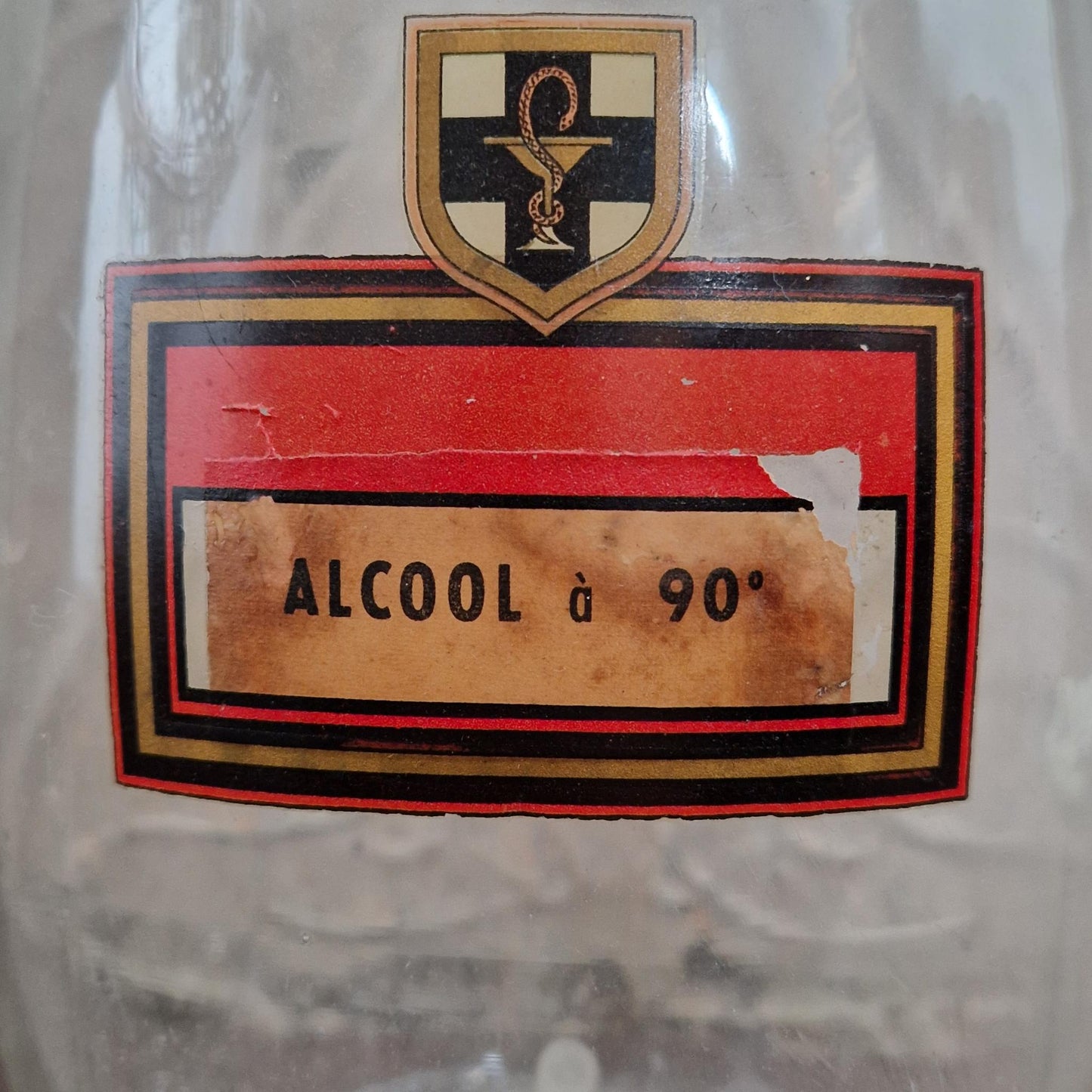 Grnad bocal de pharmacie à robinet « Alcool à 90° »