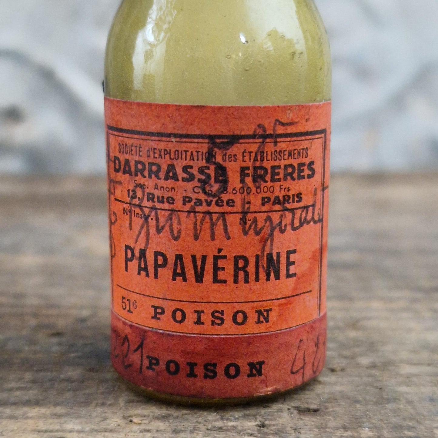 Flacon ancien de pharmacie « Papavérine - Poison »