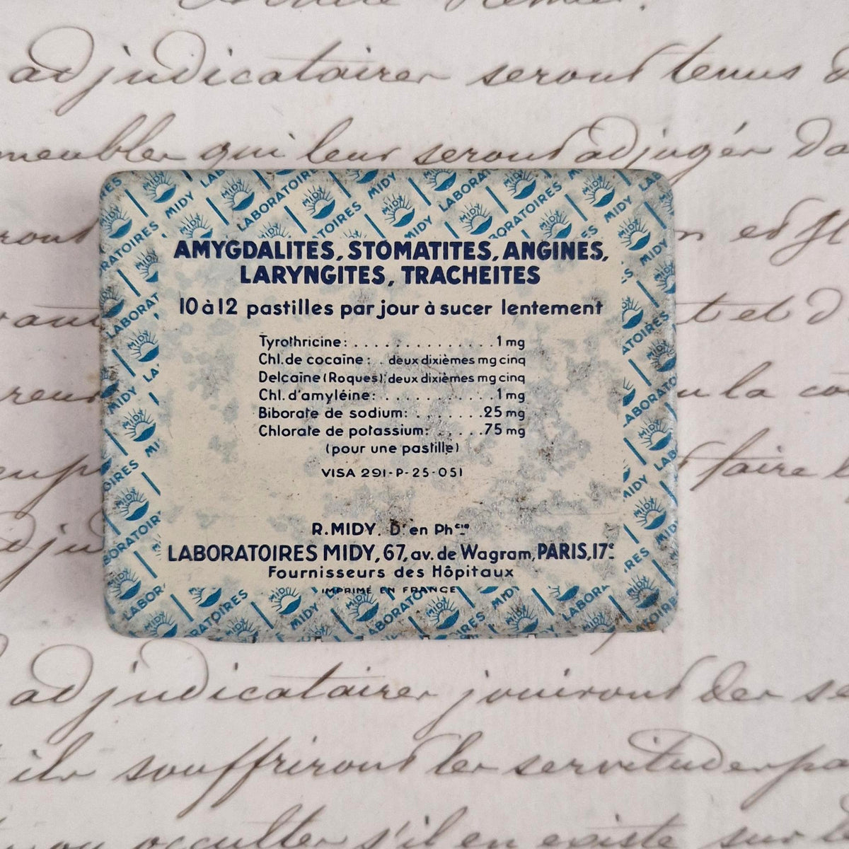 Antique tin "Cocaine Pastilles with Tyrothricin"