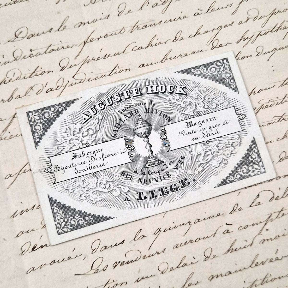 Carte porcelaine « Bijouterie, orfèvrerie et joaillerie », XIXe