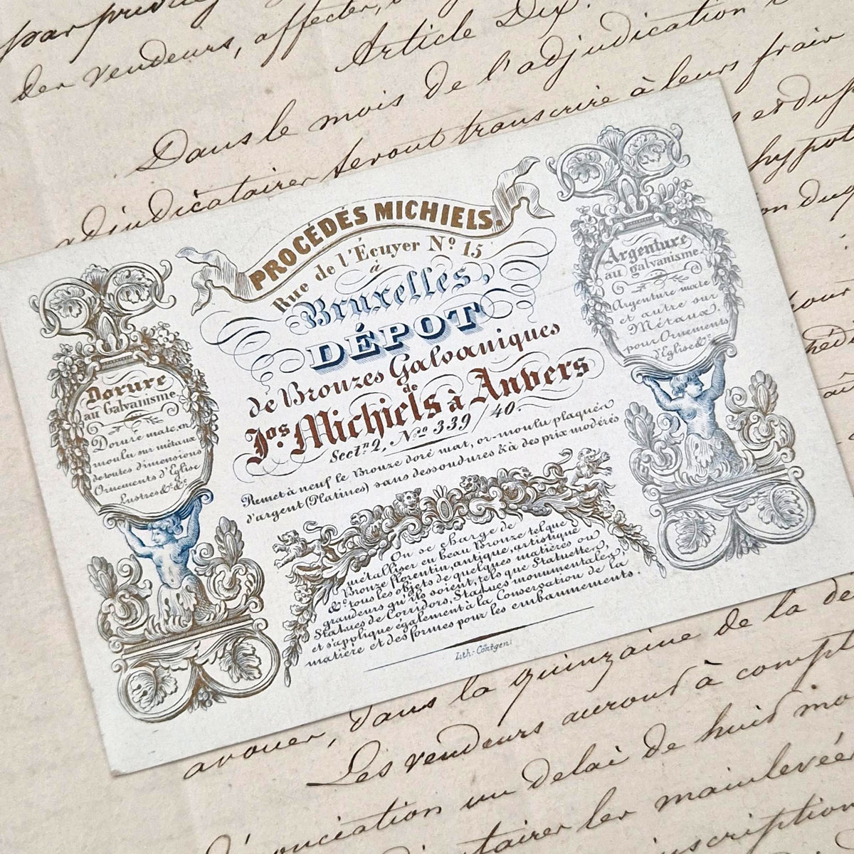 Superbe carte porcelaine « Dépôt des Bronzes Galvaniques »