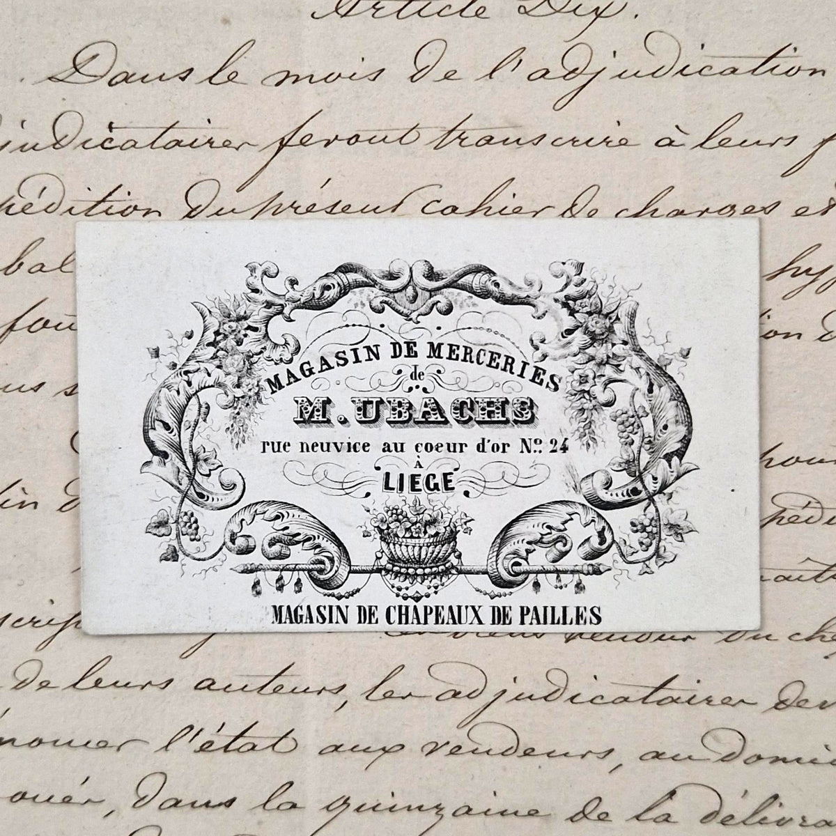 Carte porcelaine « Magasin de merceries » - Vers 1850