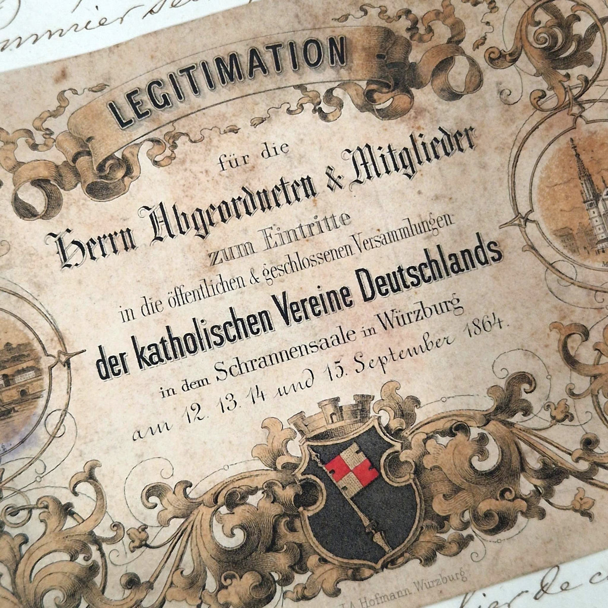 Ancienne carte de légitimation - Allemagne, 1864