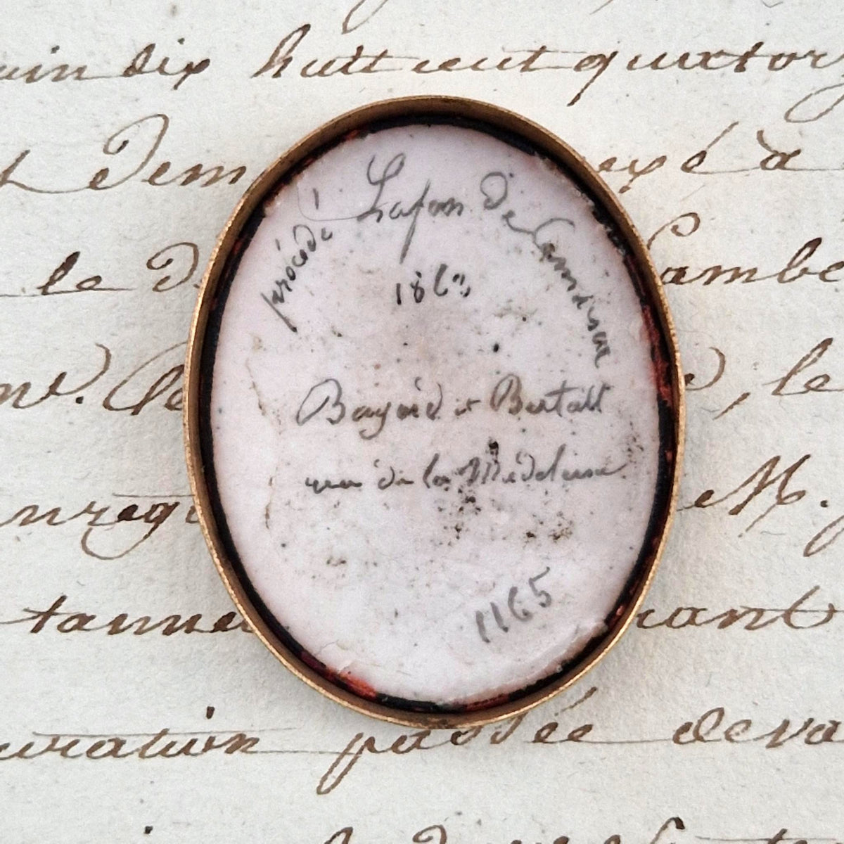 Rare Médaillon photo sur émail - Lafon de Camarsac, 1863