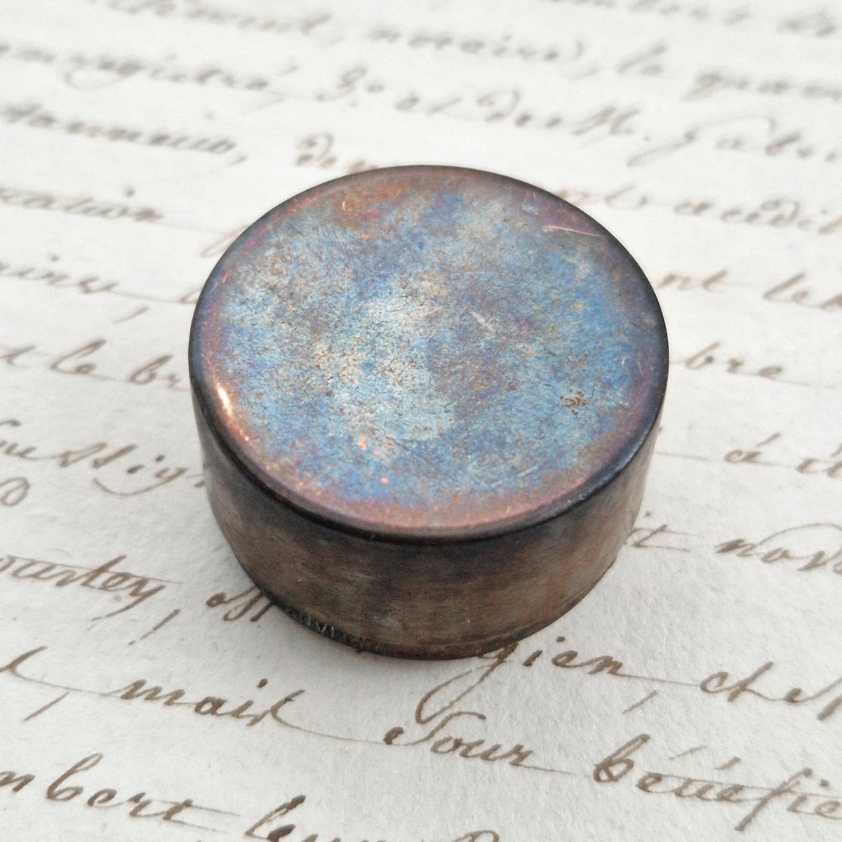 Ancien Godet à couleurs de peintre - Porcelaine & laiton