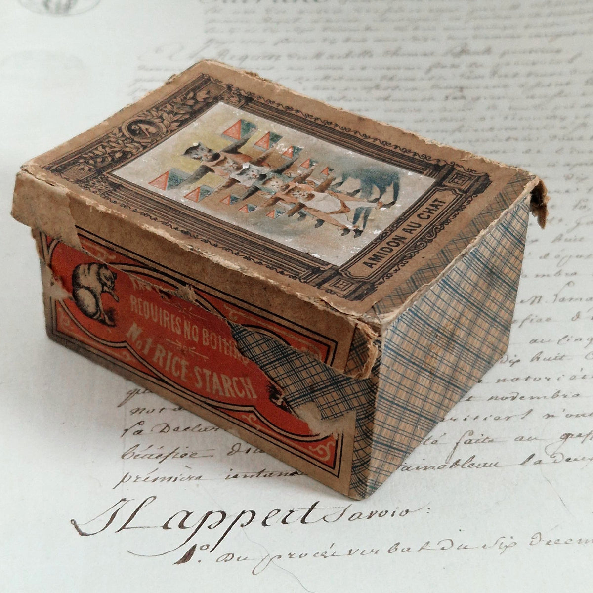 Rare ancienne boîte « Amidon au Chat » - Hoffmann