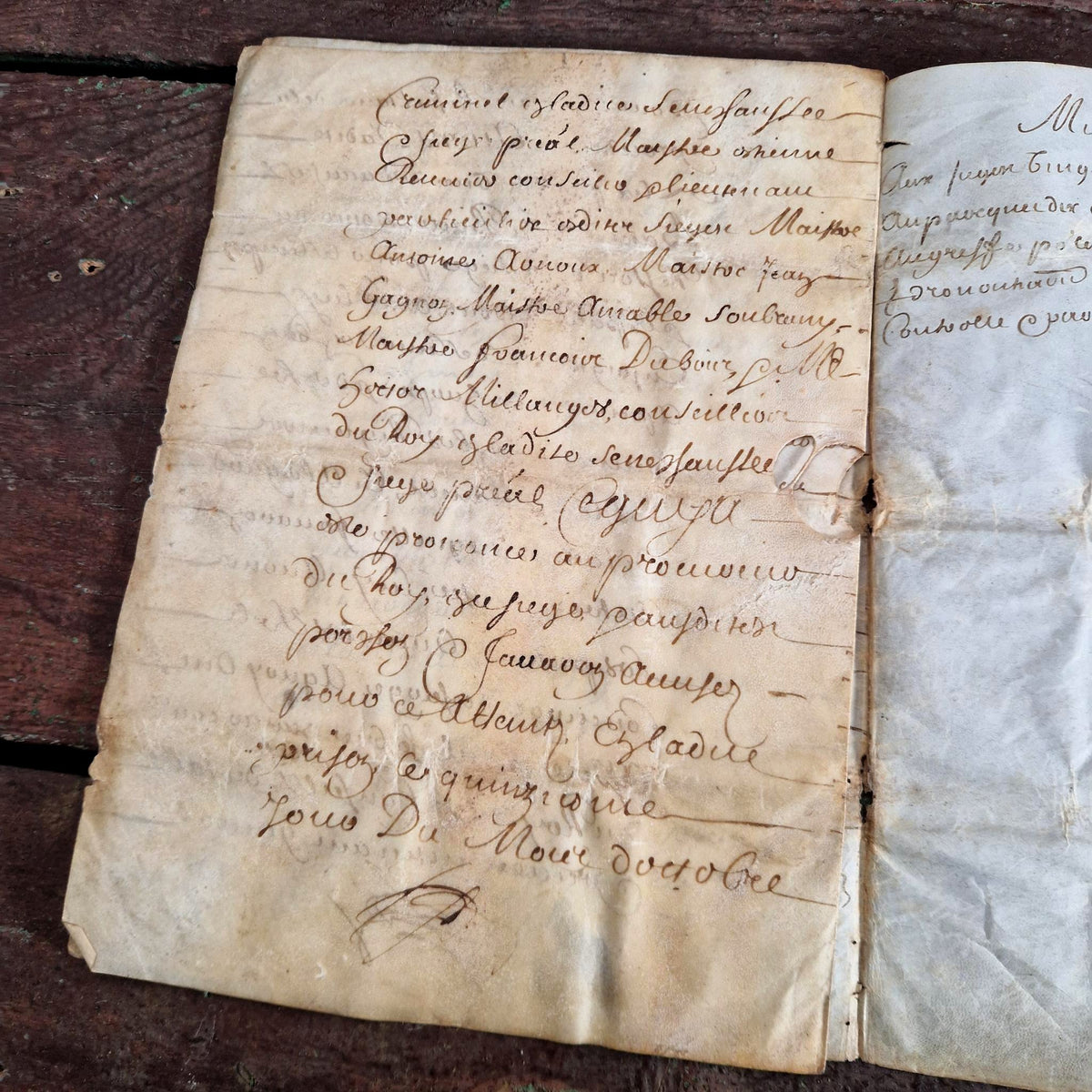 Cahier sur parchemin, 1660 - 7 pages manuscrites