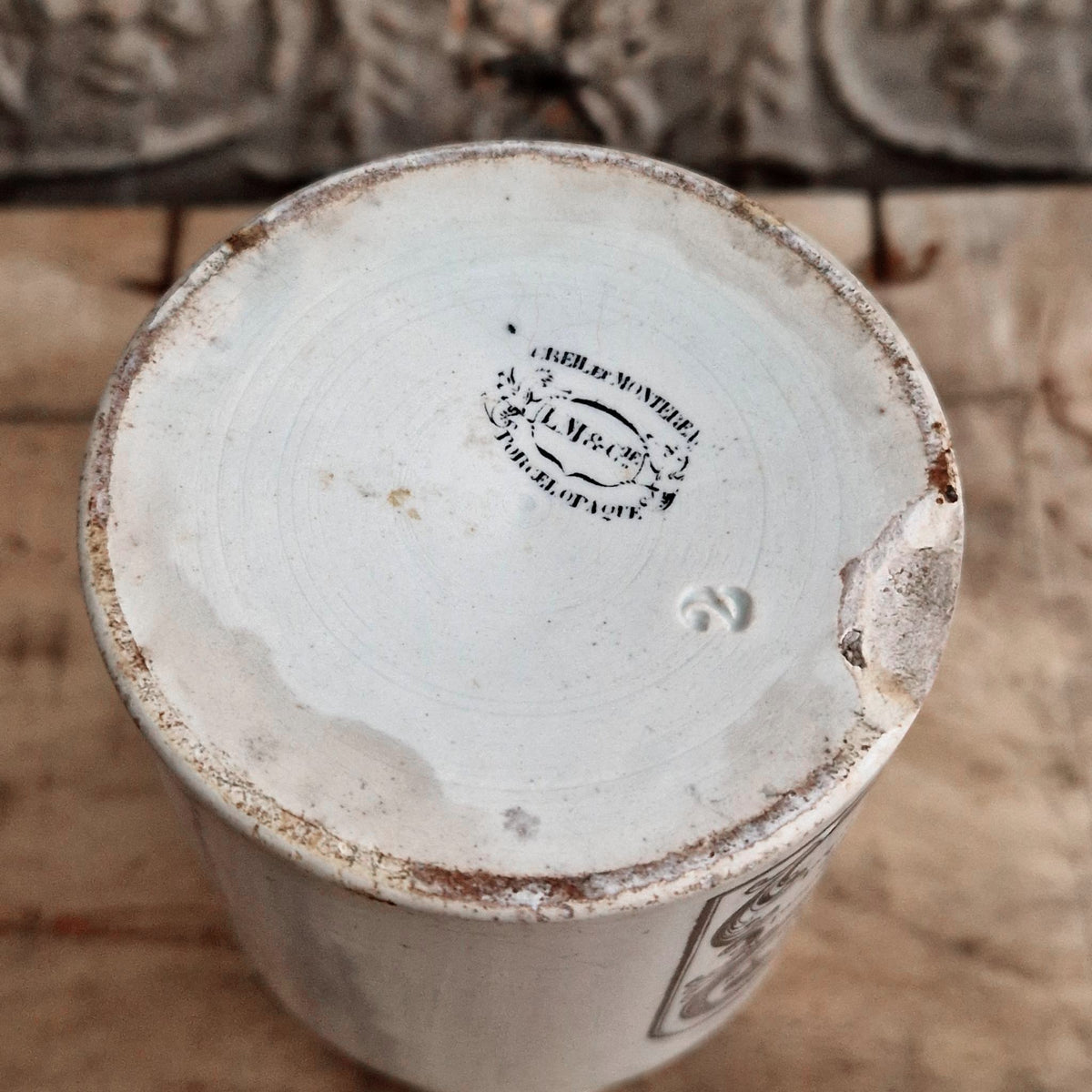 Rare Grey Dijon mustard pot - Creil & Montereau - 1856 / 1860