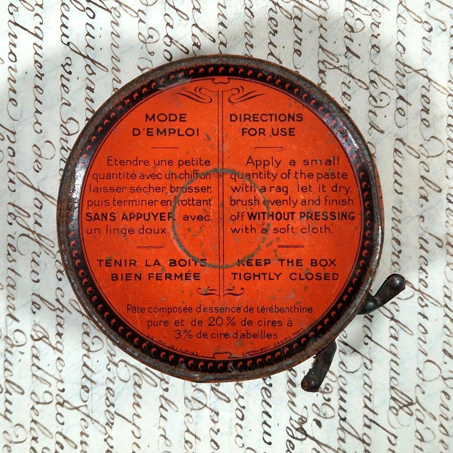 antique bees polish tin