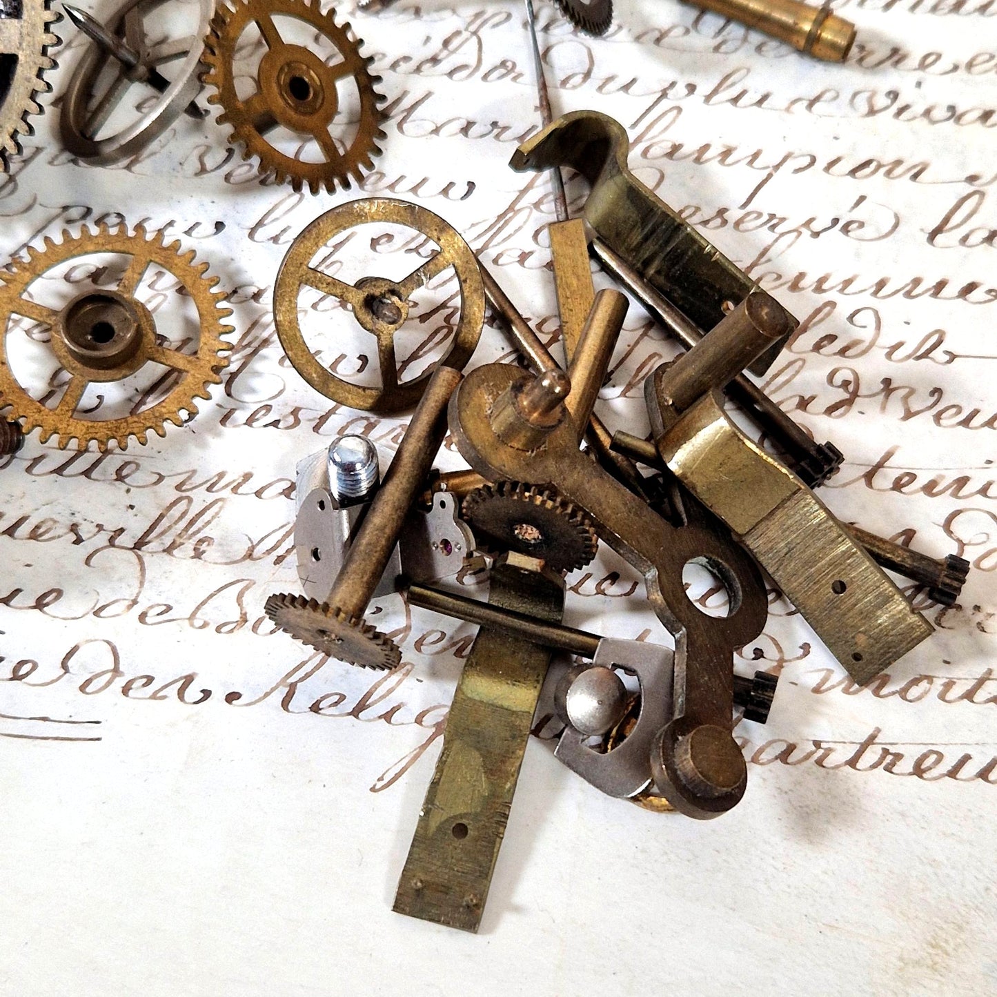 antique clock gears brass steel