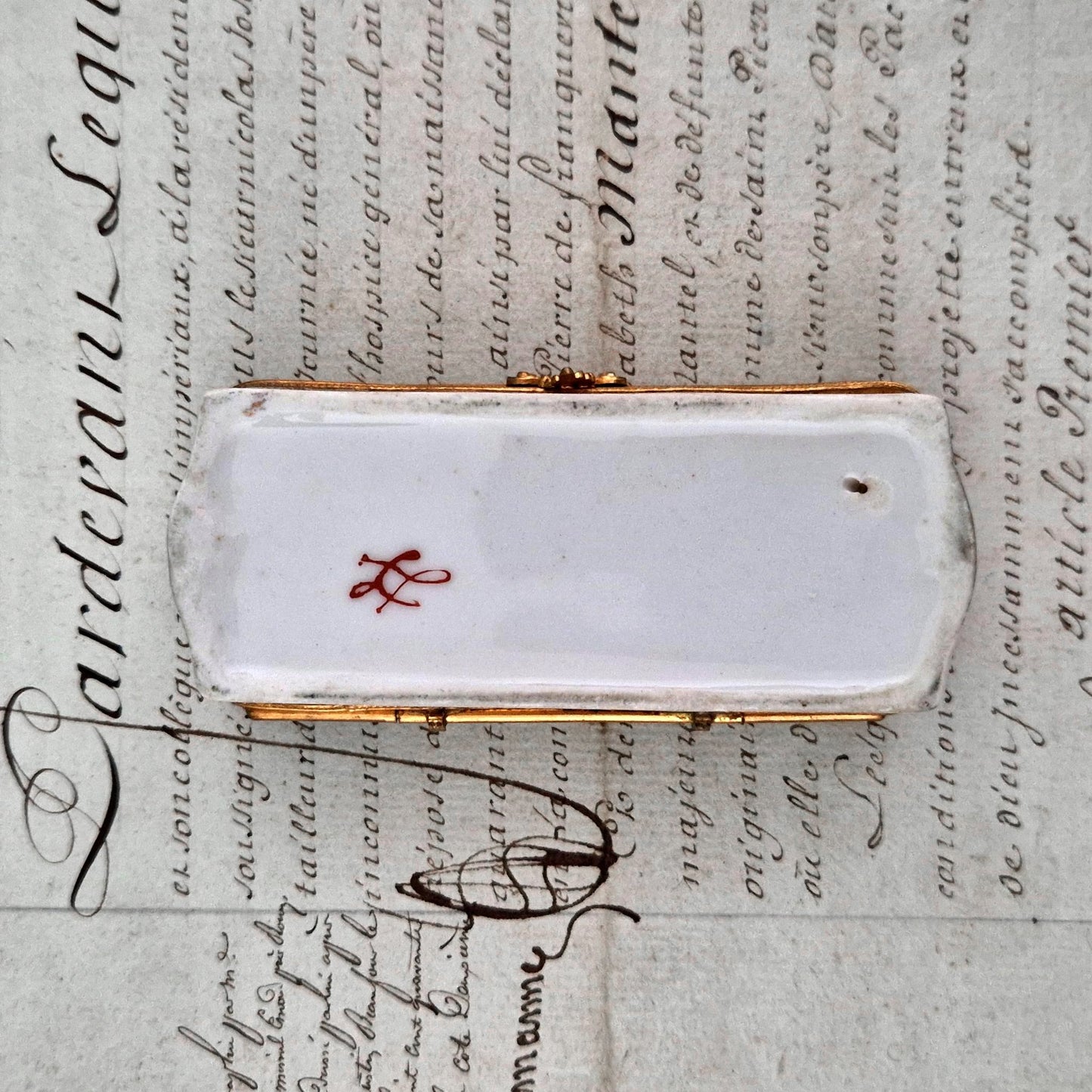 antique french stamp box porcelain