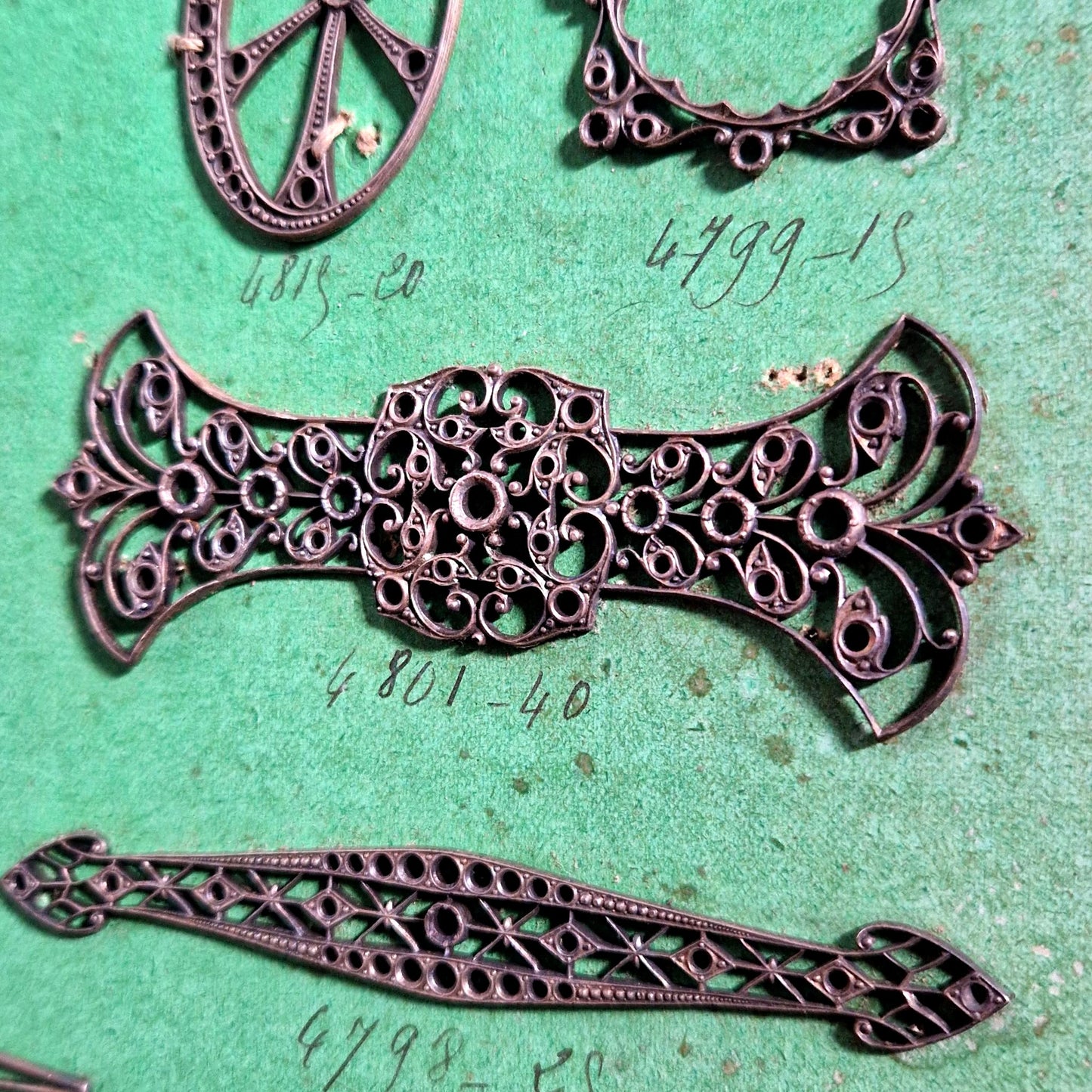 antique metal ornament display