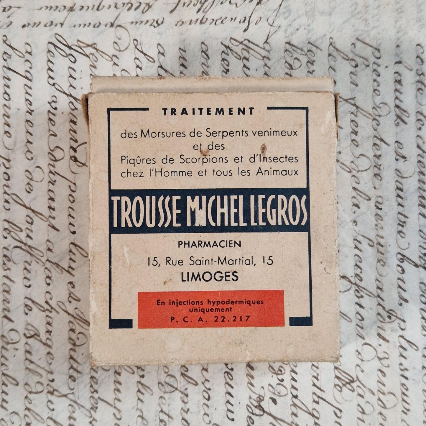Jolie boîte anti-venin complète - « Trousse Michel Legros »