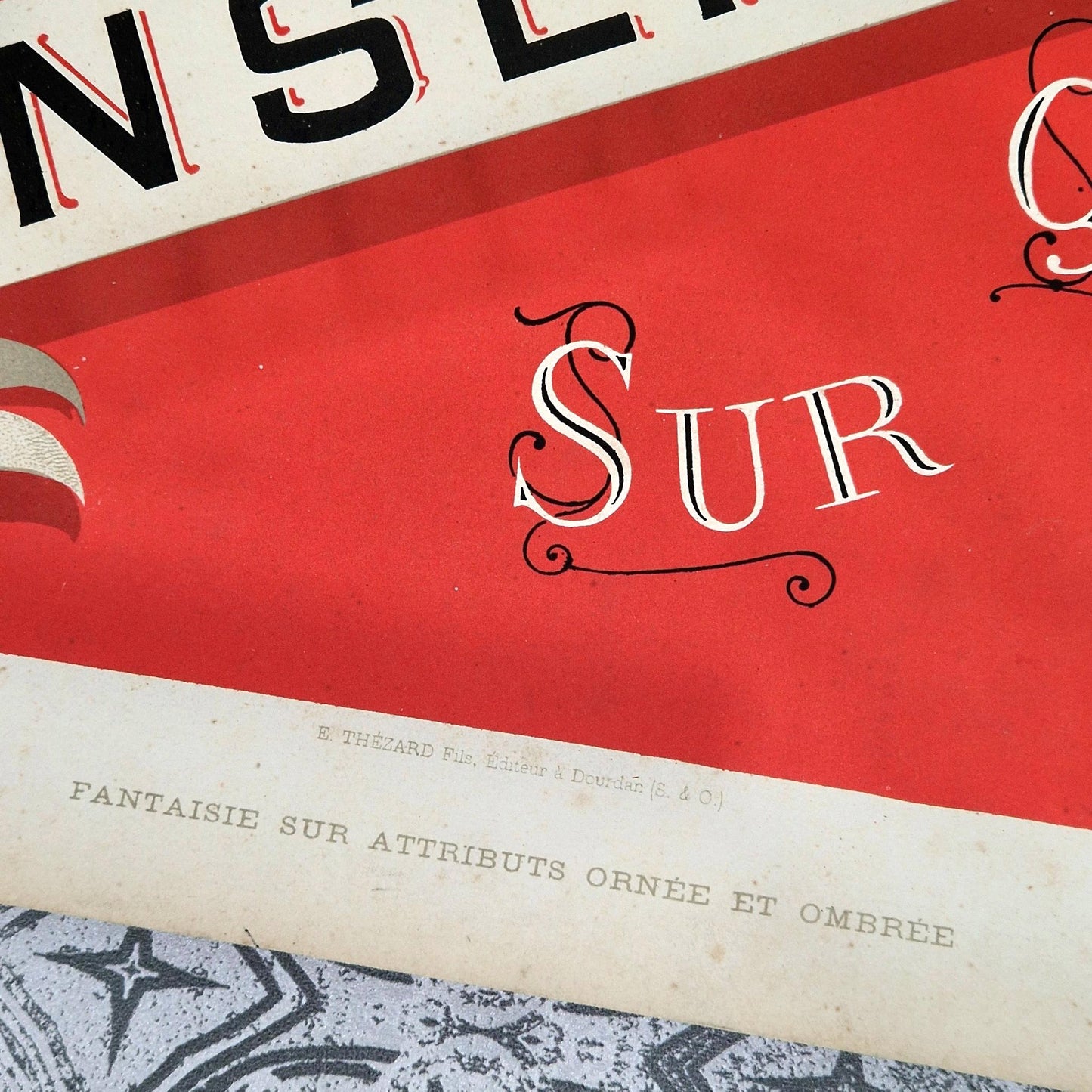 antique sign painter lithograph red banner