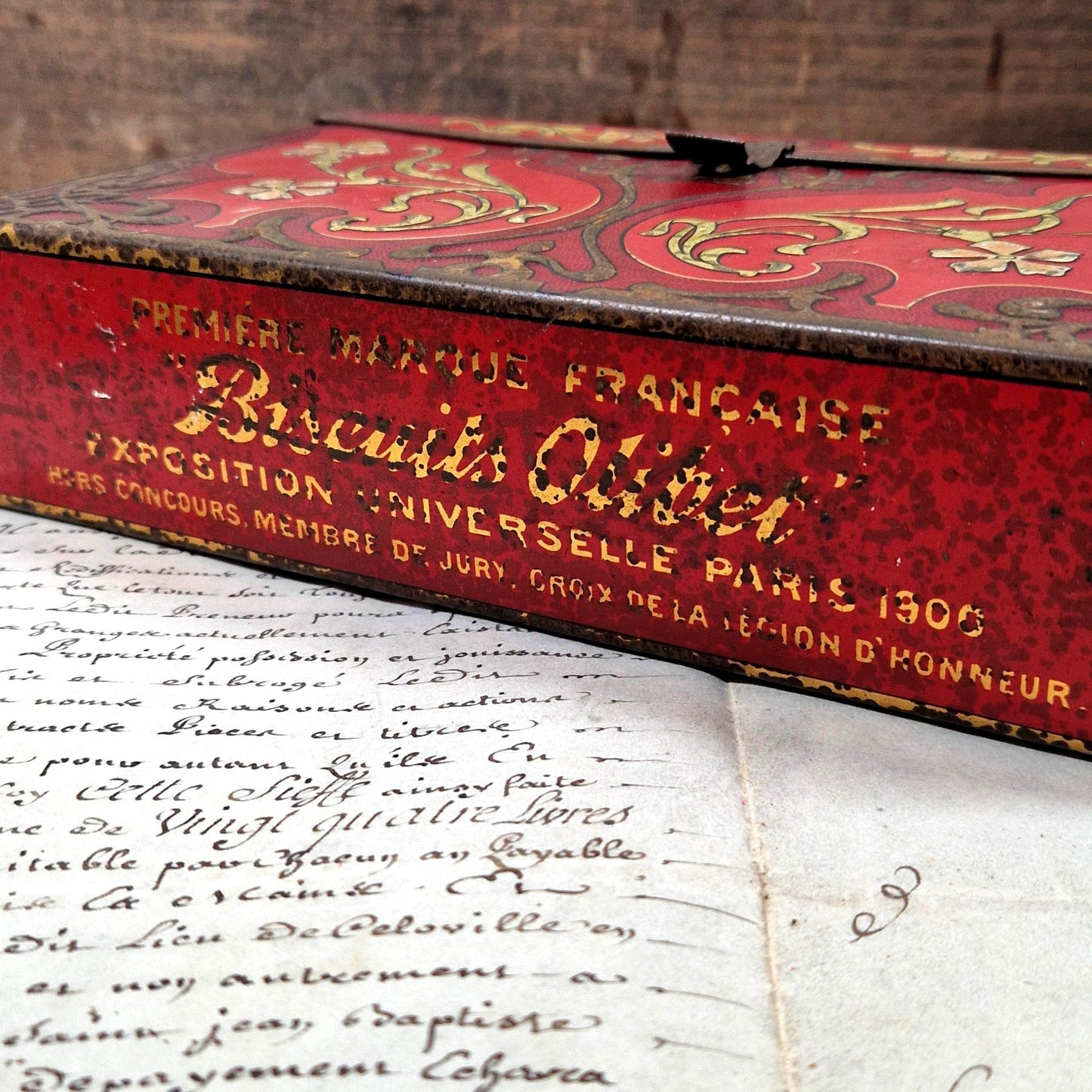 antique tin box olibet art nouveau