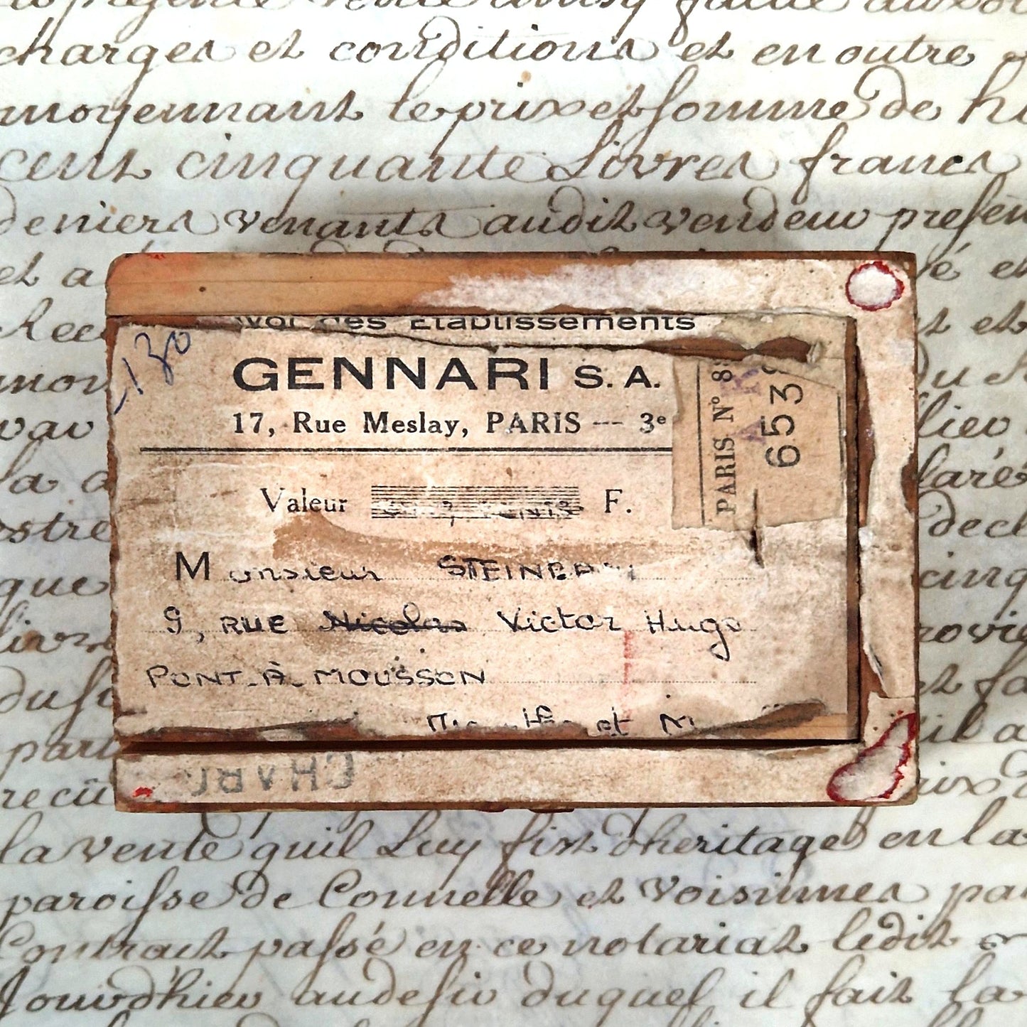 boite ancienne ecriture historique