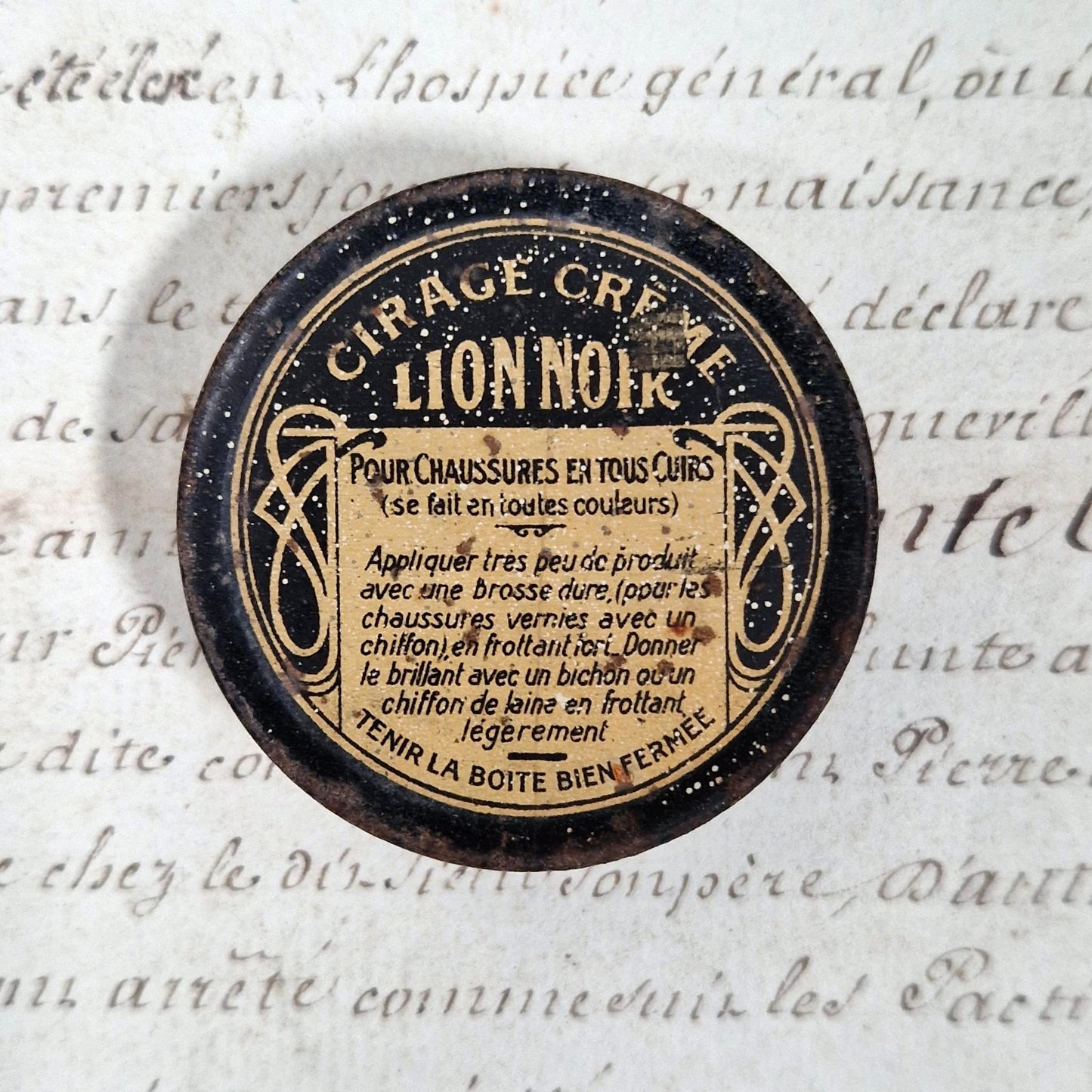 Mini shoe polish tin “Lion Noir – Paris-Montrouge”