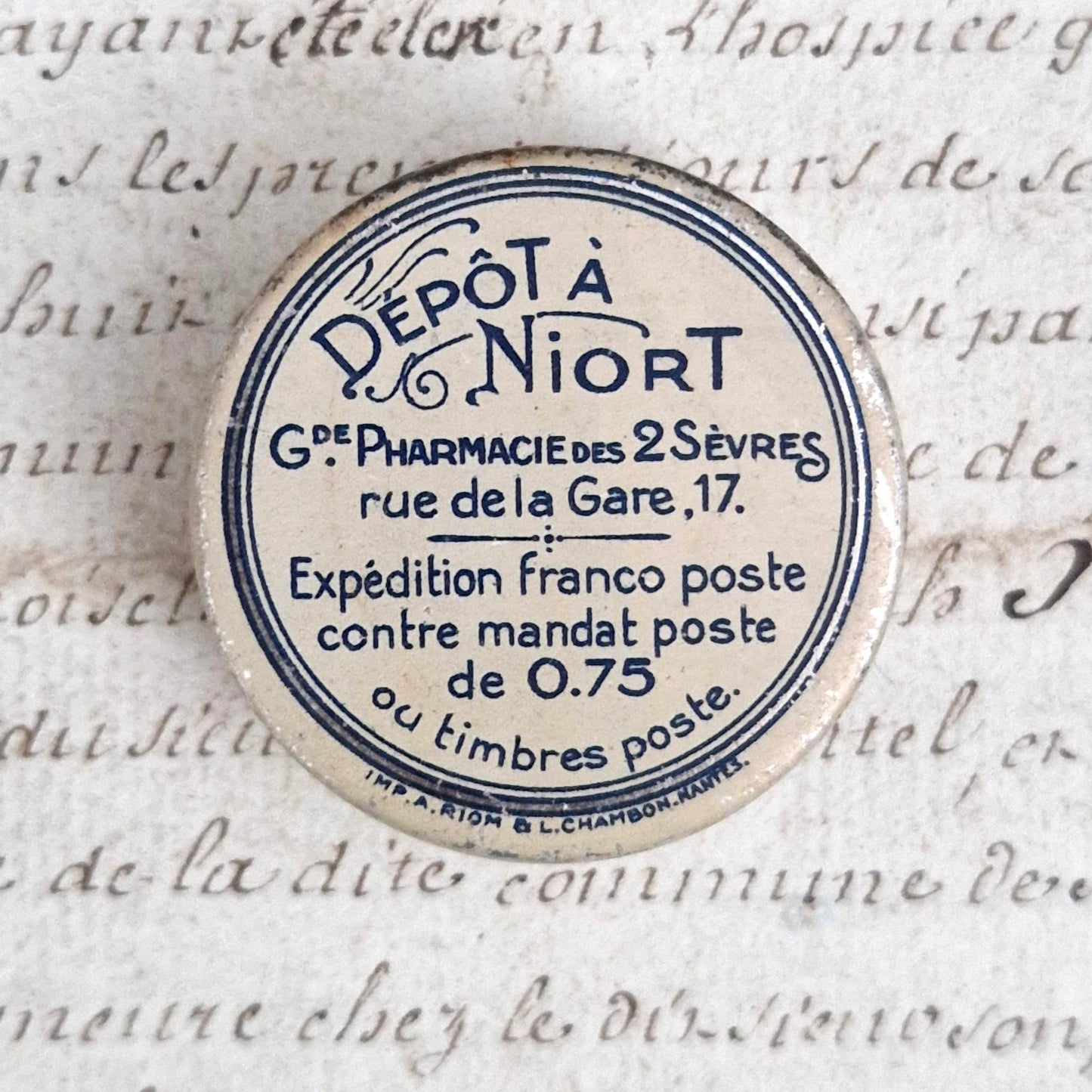 Boîte pharmaceutique « Poudre Cervolet » - Niort