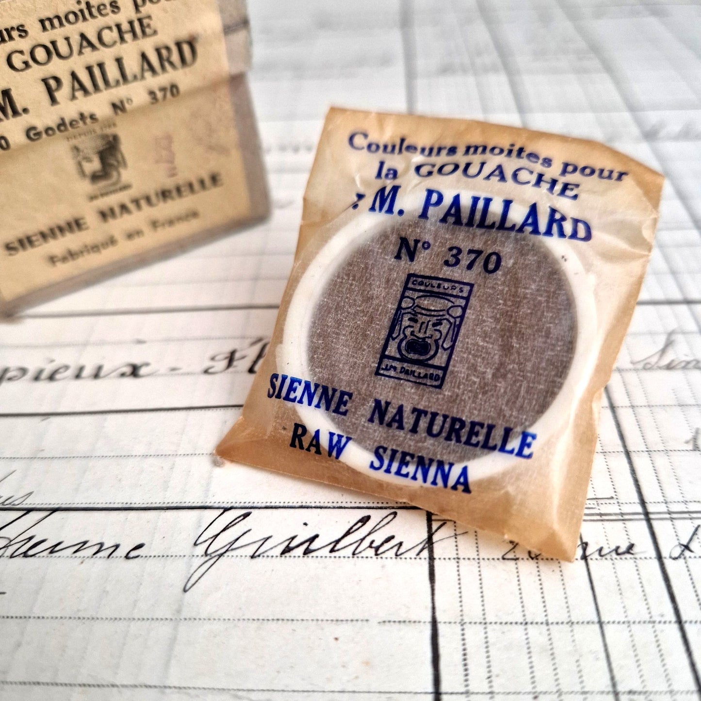 godets de gouache vintage sienne naturelle