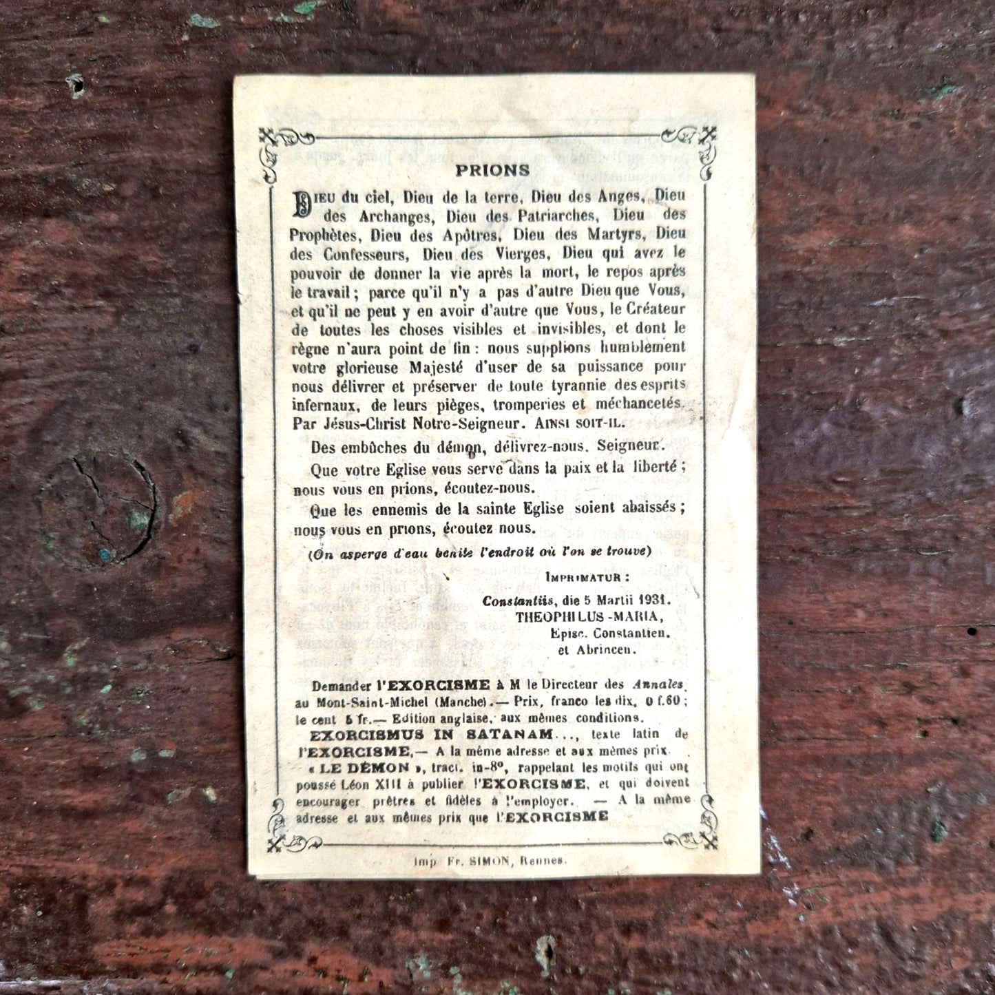 livret exorcisme catholique saint-michel