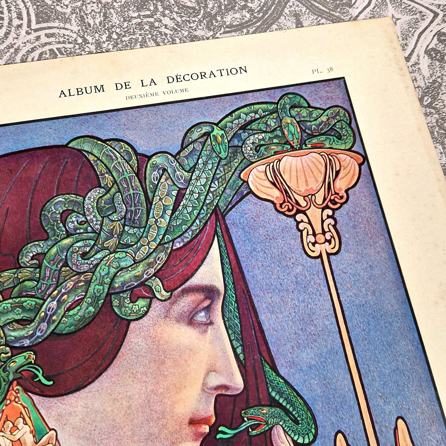 marcel lenoir lithographie femme serpents