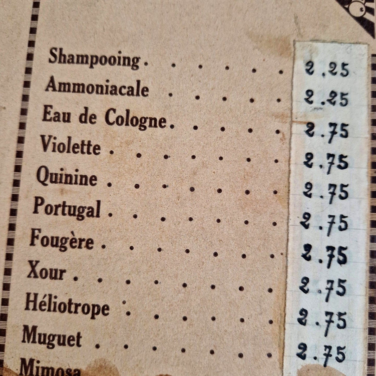 tarif ancien salon france parfums