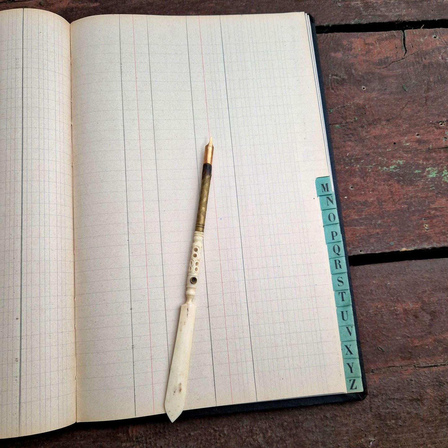 vintage alphabetical ledger empty