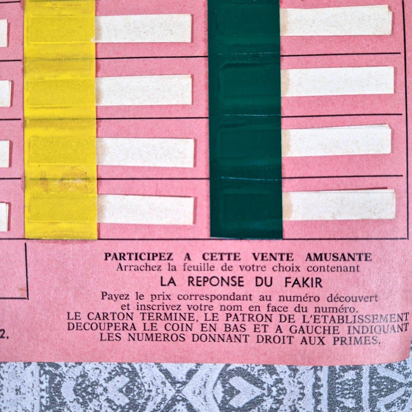 vintage ask the fakir lottery card 1950s