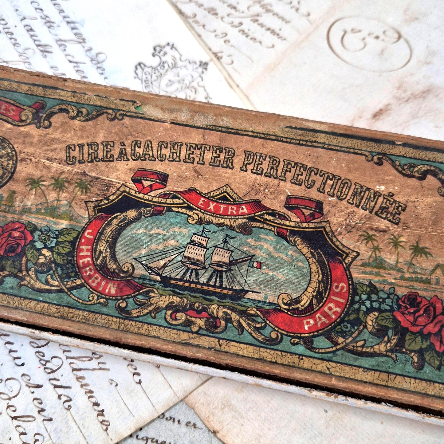vintage herbin sealing wax 19th century