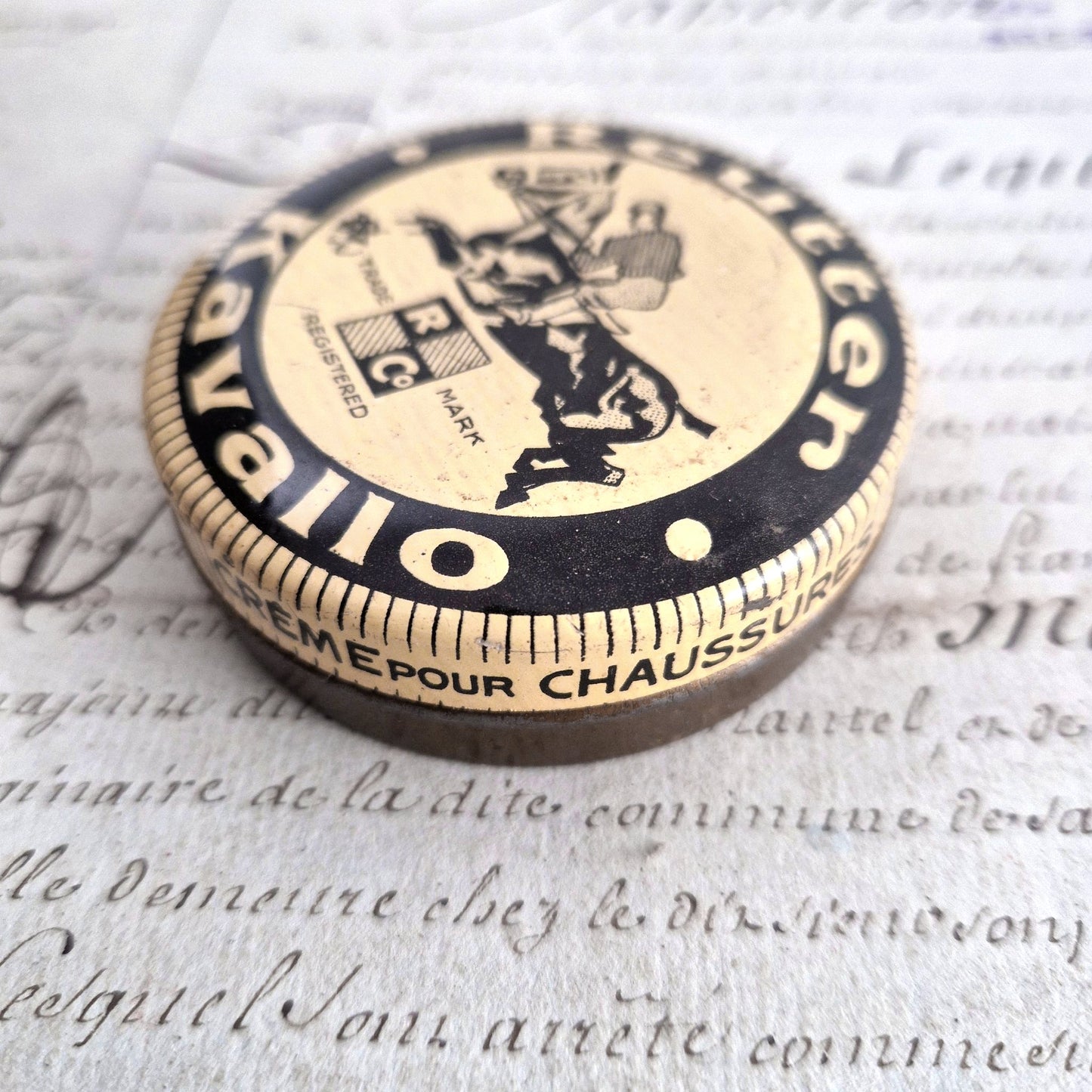 vintage kavallo shoe polish tin